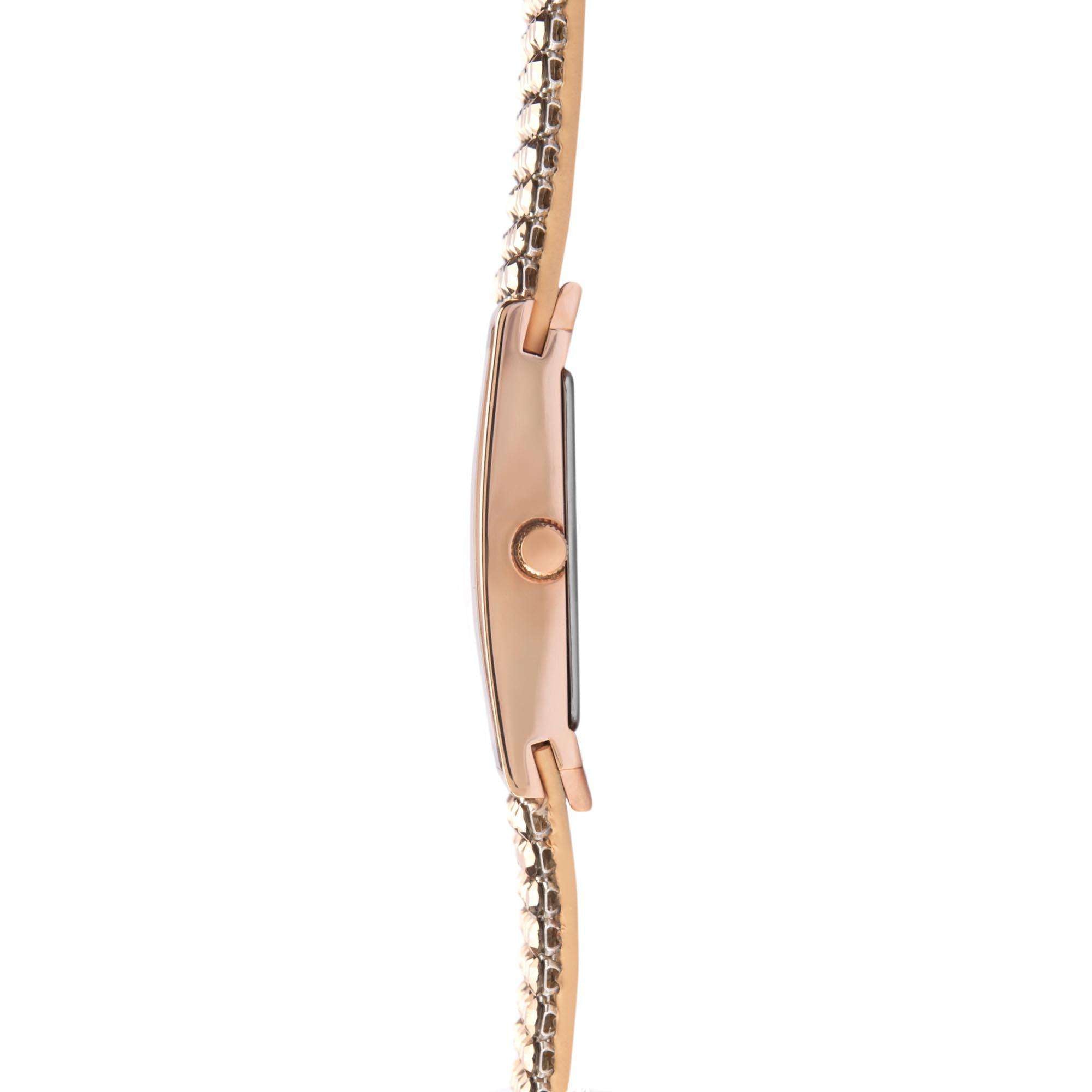 Seksy Sparkle Shimmer Quartz Roségold Zifferblatt Roségold PVD Messing Armband Damen Uhr 2850
