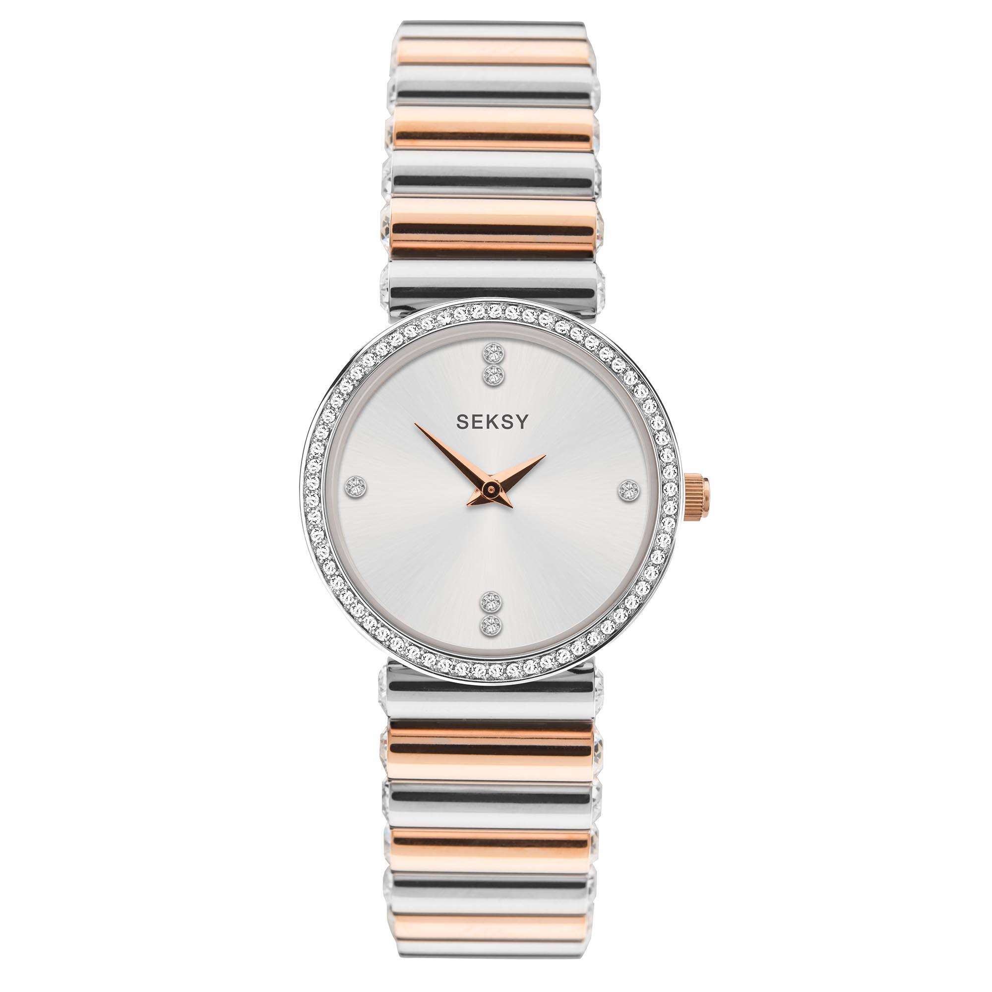 Seksy Edge Quartz Silver Dial Steel Strap Ladies Watch 40045