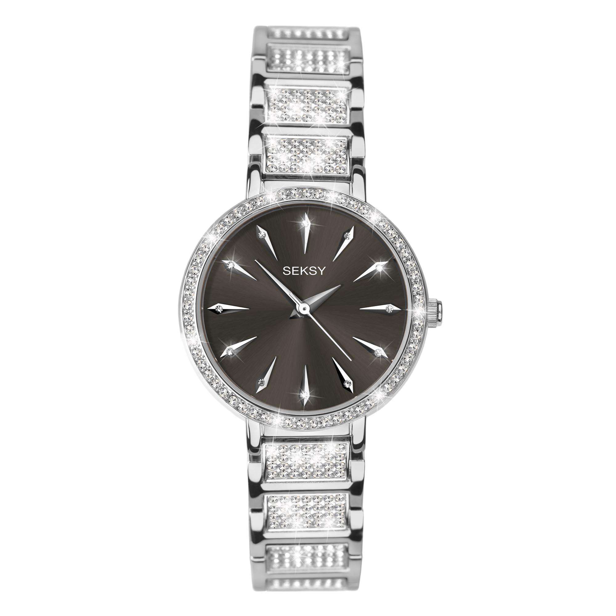 Seksy Quarz Schwarzes Zifferblatt Edelstahl Armband Damen Uhr 2731