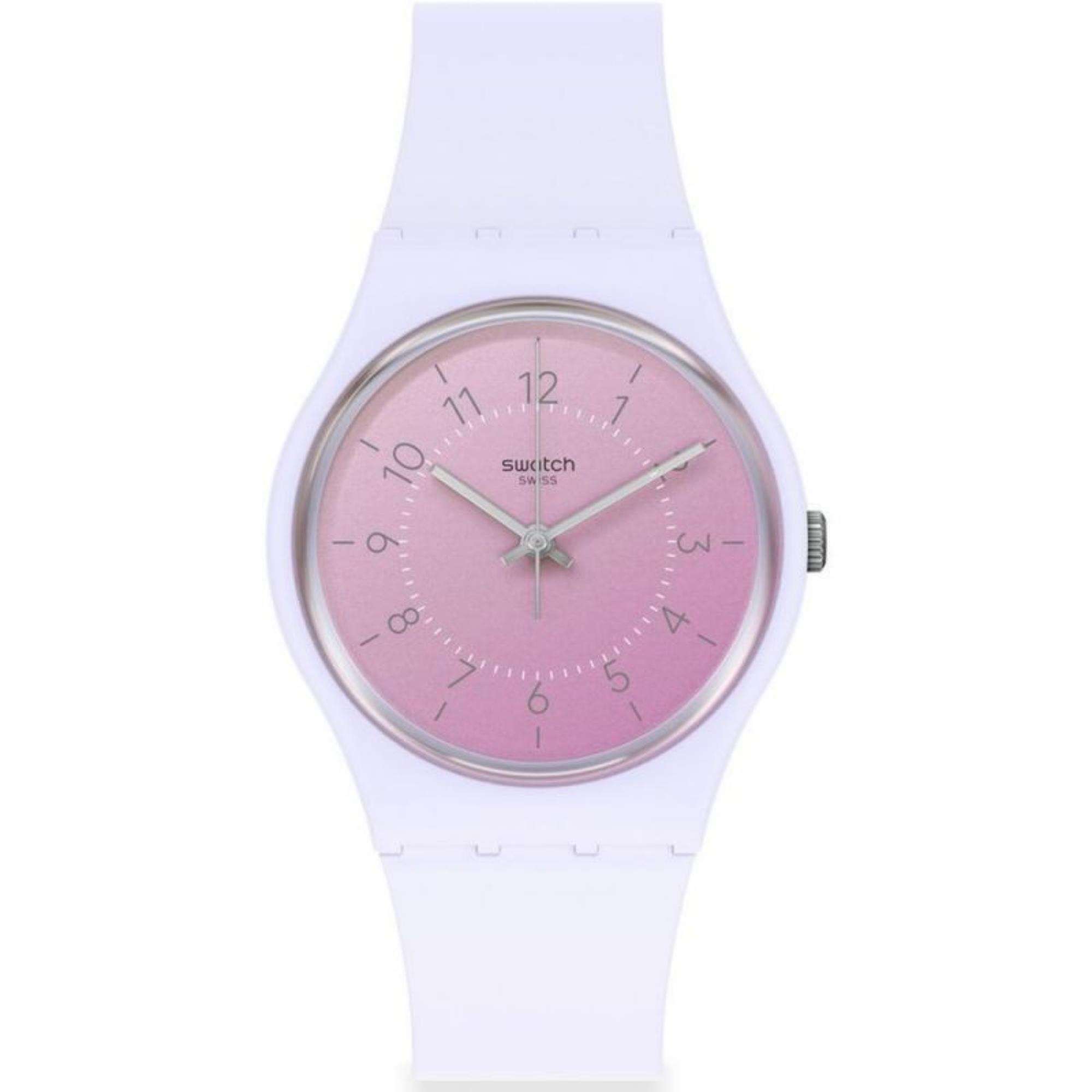 Swatch Original Gent Comfy Boost Quarz Pinkes Zifferblatt Pinkes Armband Damen Uhr S028V100