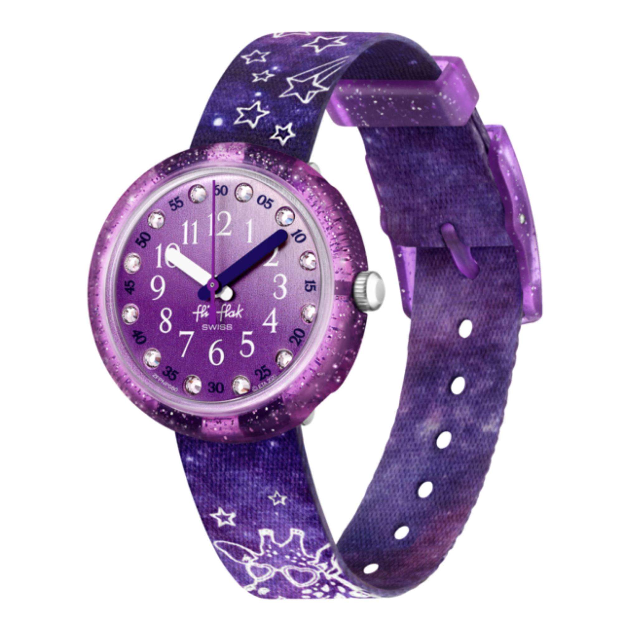 Flik Flak Giraxus Quartz Purple Dial Purple Textile Strap Children’s Watch FPNP080