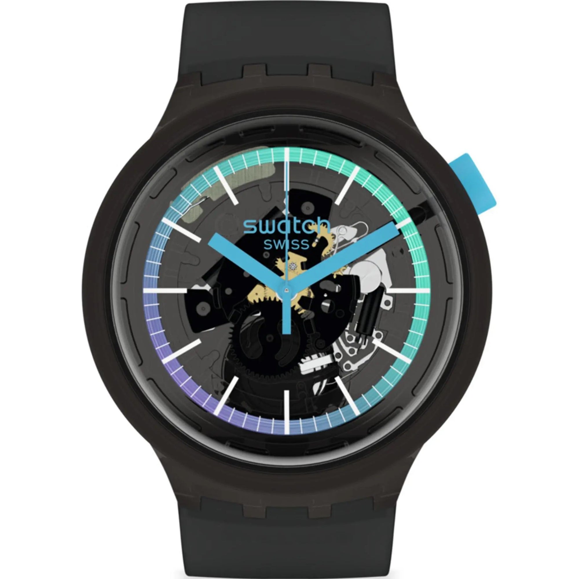 Swatch SwatchPAY! BbblackPAY! Quarz Skelettzifferblatt Silikonarmband Uhr SO27B120-5300