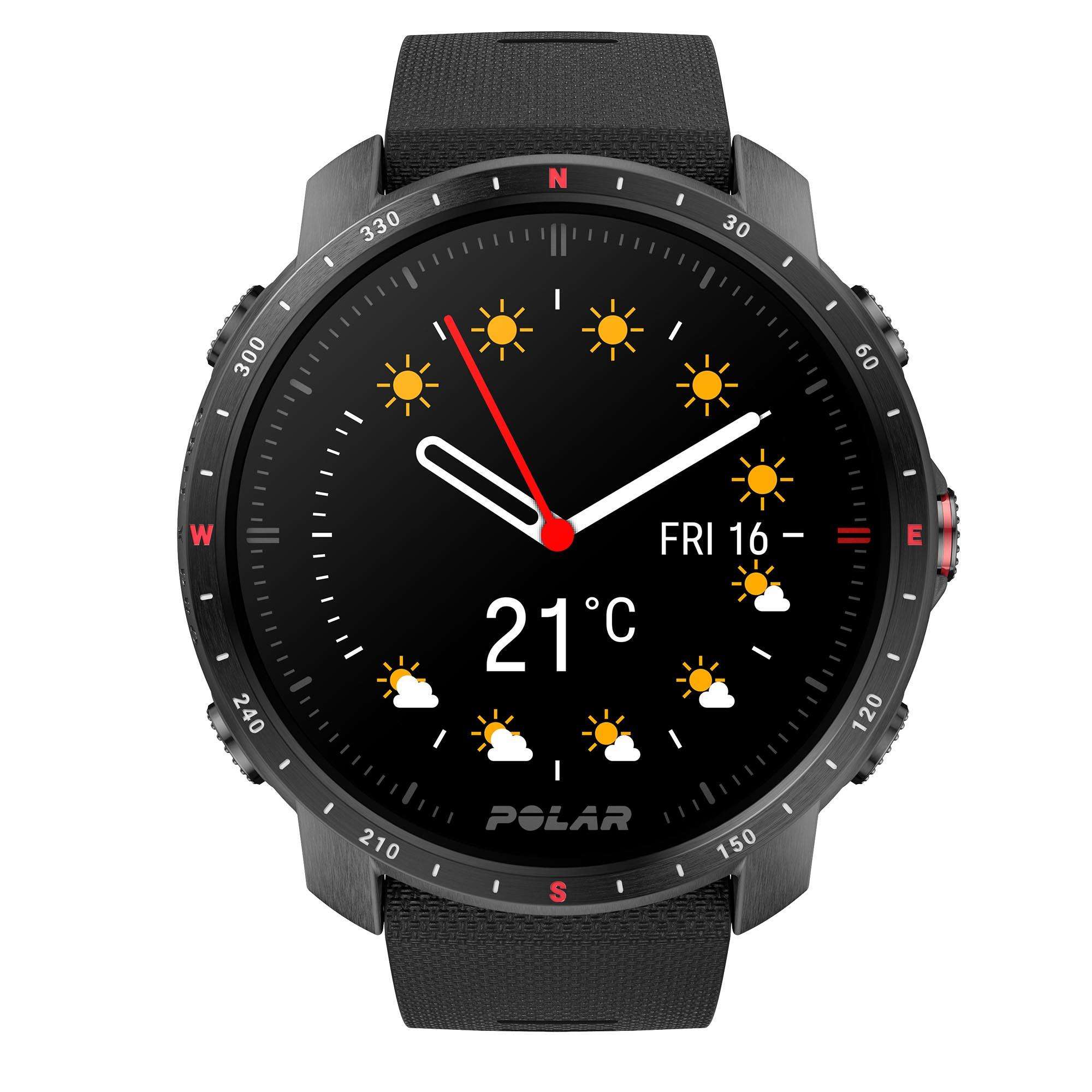 Polar Grit X Pro Black DLC Quartz Black Dial Rubber Strap Watch 90085773
