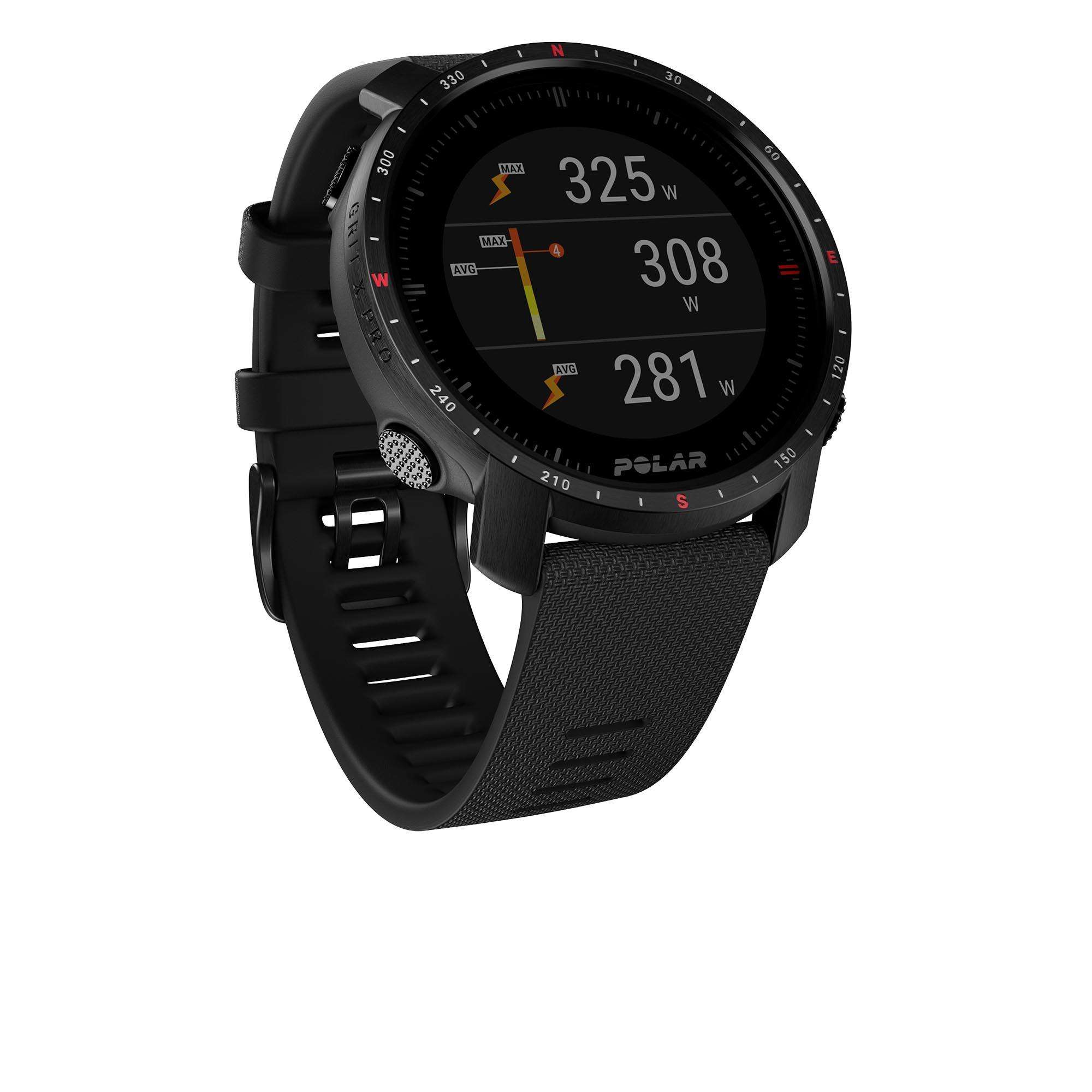 Polar Grit X Pro Black DLC Quartz Black Dial Rubber Strap Watch 90085773