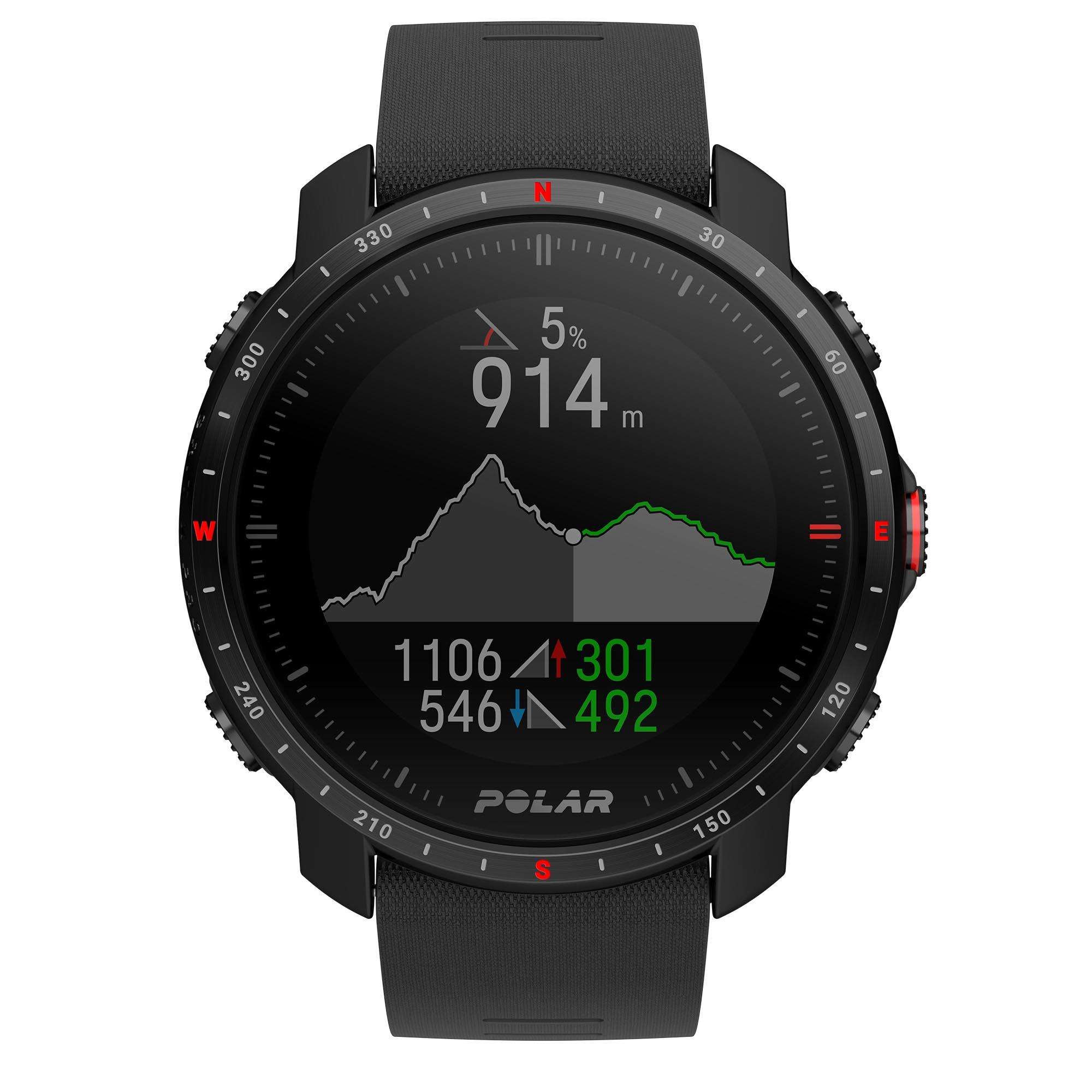 Polar Grit X Pro Black DLC Quartz Black Dial Rubber Strap Watch 90085773