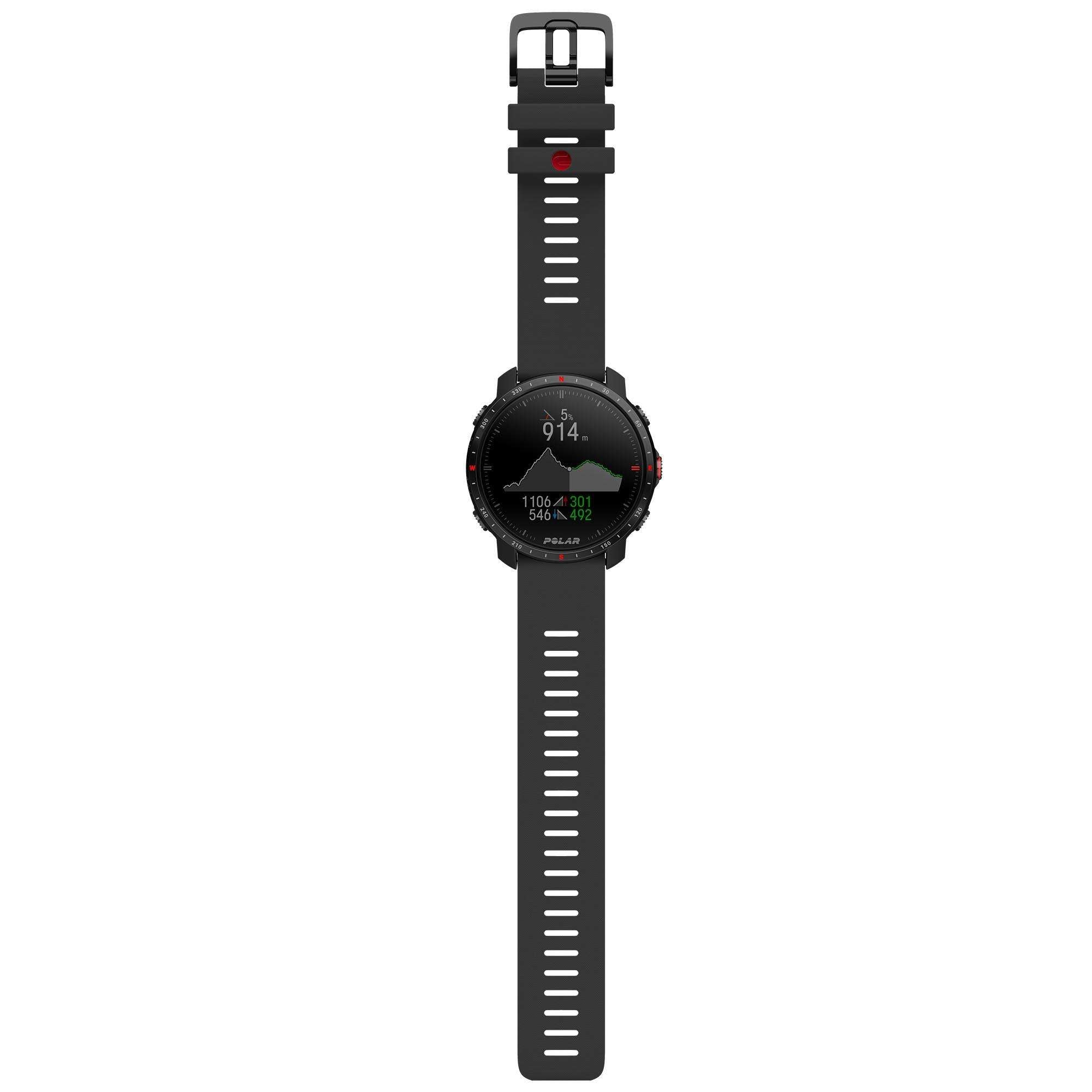Polar Grit X Pro Black DLC Quartz Black Dial Rubber Strap Watch 90085773