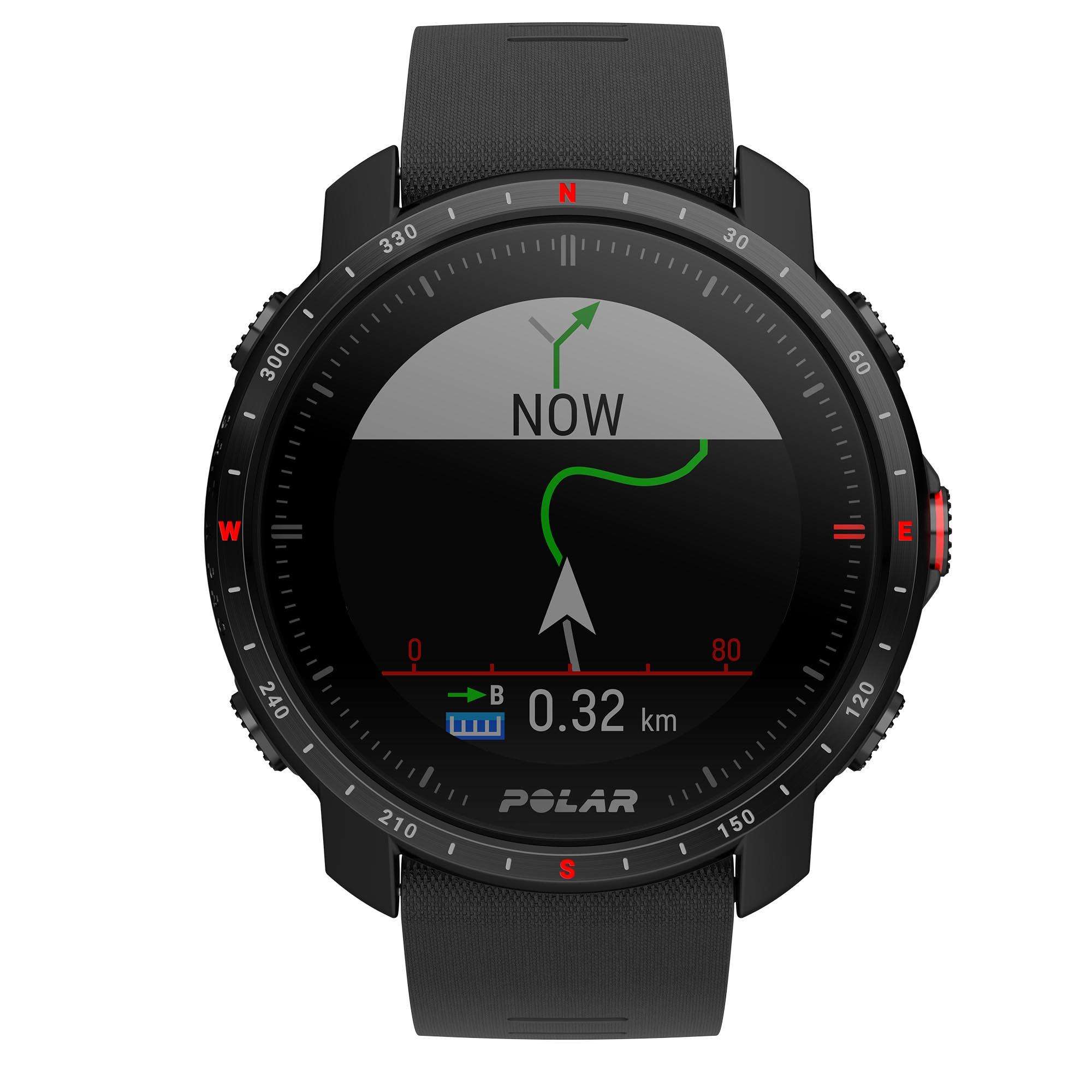 Polar Grit X Pro Black DLC Quartz Black Dial Rubber Strap Watch 90085773