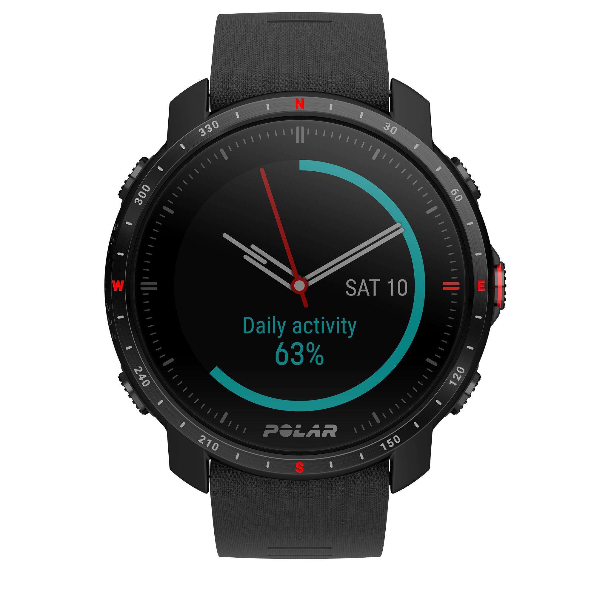 Polar Grit X Pro Black DLC Quartz Black Dial Rubber Strap Watch 90085773