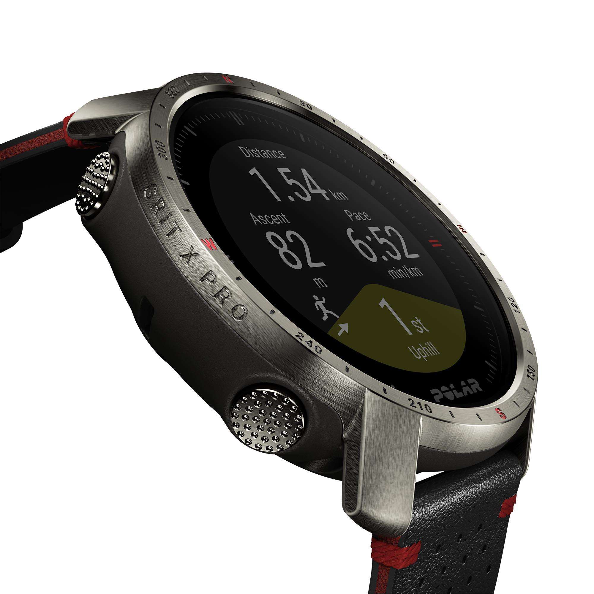 Polar Grit X Pro Titan Grey Quartz Black Dial Rubber Strap Watch 90085777