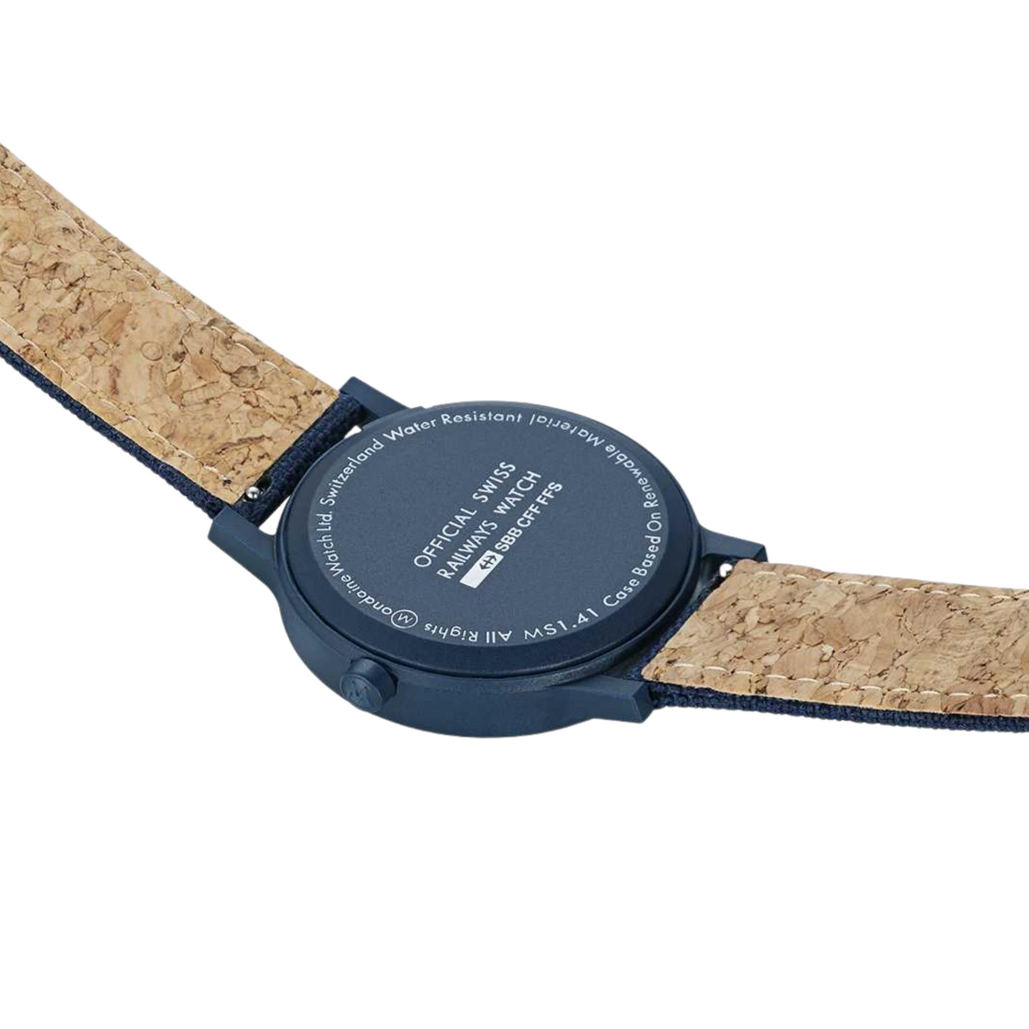 Mondaine Essence Quartz Blue Dial Textile Strap Watch MS1.41140.LD