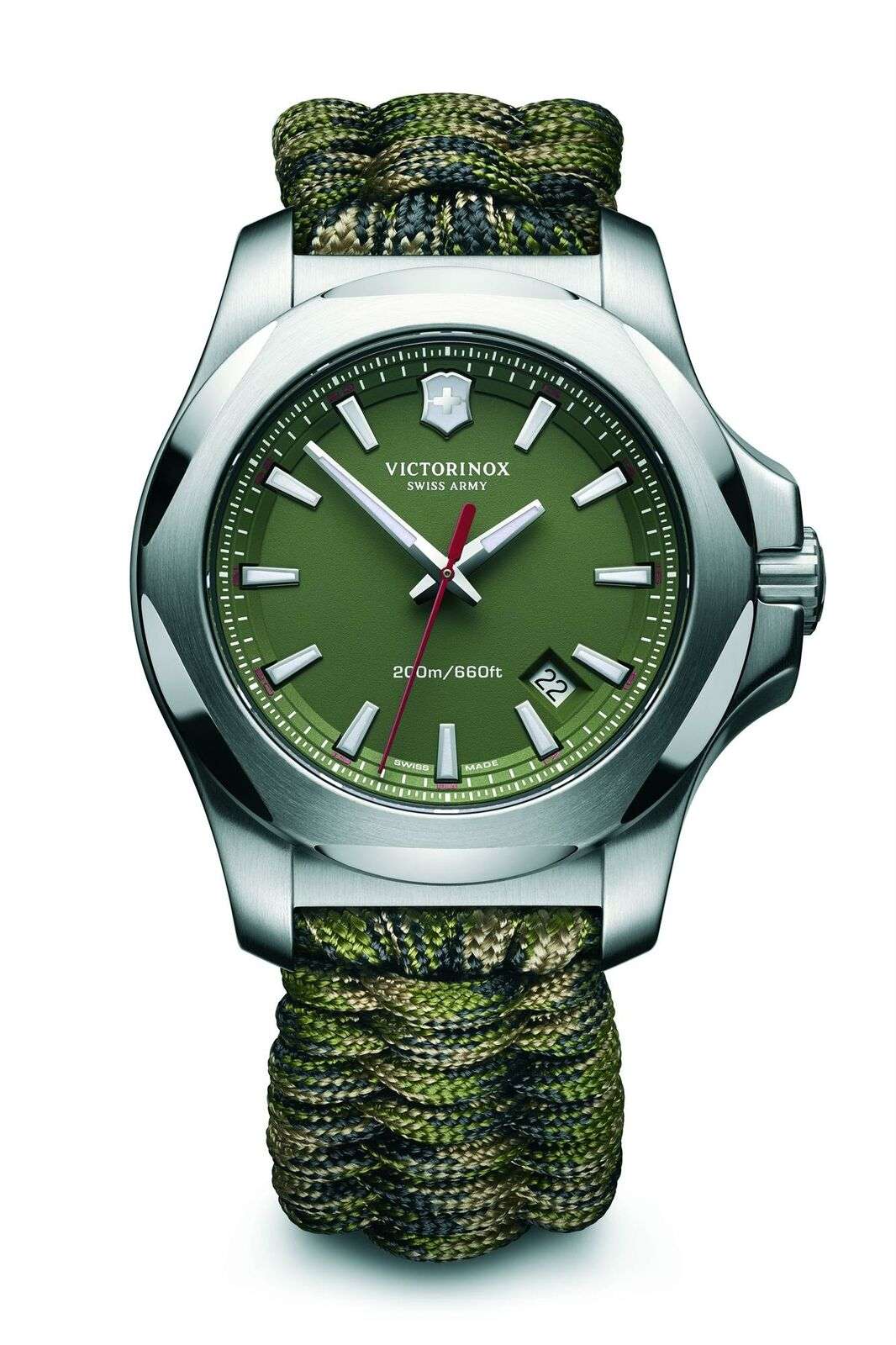 Victorinox I.N.O.X Special Survival Paracord Green Strap Stainless Steel Case Men's Watch 241727.1