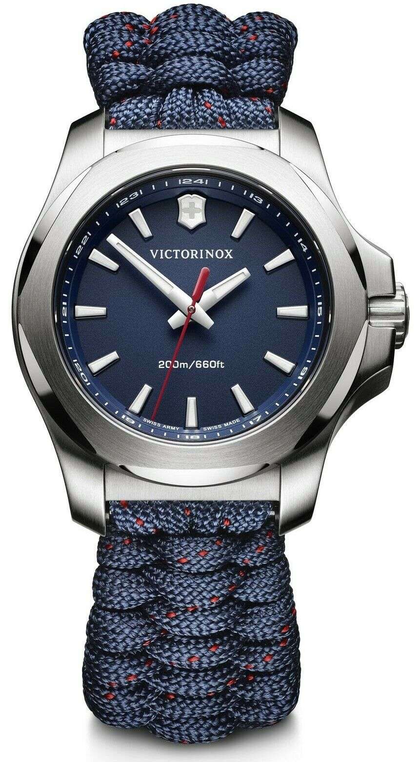 Victorinox I.N.O.X V Blue Paracord Silver Stainless Steel Quartz Ladies Watch 241770
