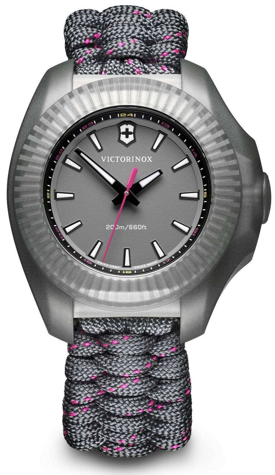Victorinox I.N.O.X V Grey Paracord Silver Stainless Steel Quartz Ladies Watch 241771