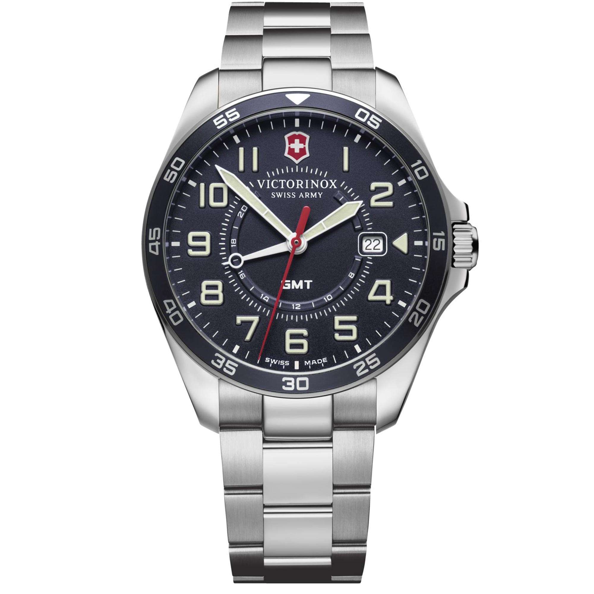 Victorinox Field Force 42mm Blaues Zifferblatt Stahl Herren Quarz Uhr 241896