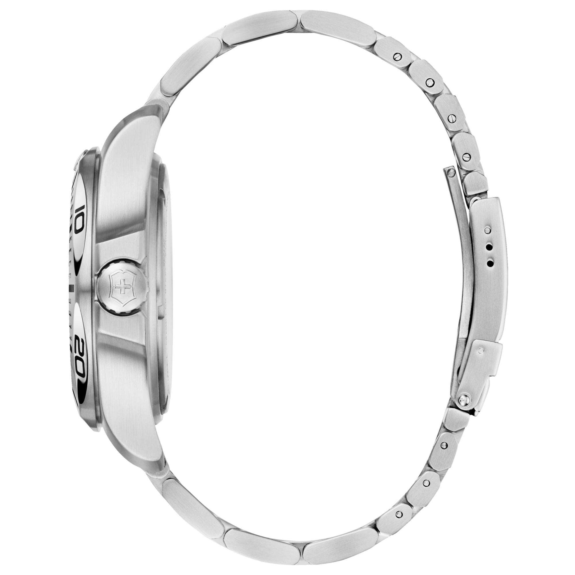 Victorinox Swiss Army I.N.O.X Professioneller Taucher Schwarzes Zifferblatt Silbernes Edelstahlarmband Herren Uhr 241781