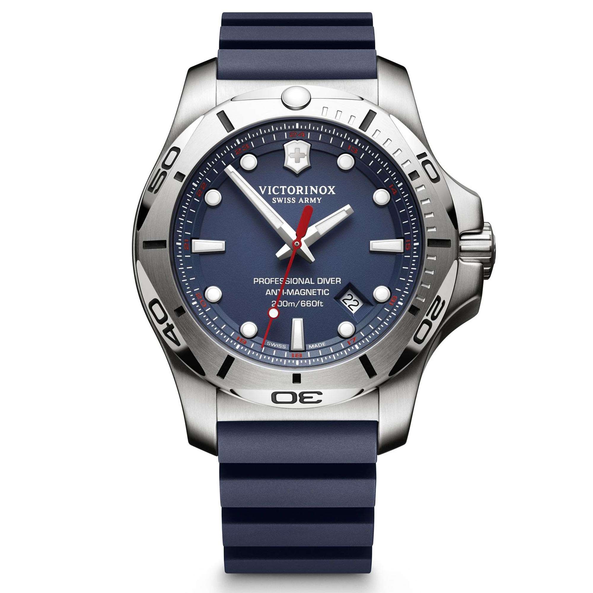 Victorinox Swiss Army I.N.O.X Professioneller Taucher Blaues Zifferblatt Blaues Gummiarmband Herren Uhr 241734
