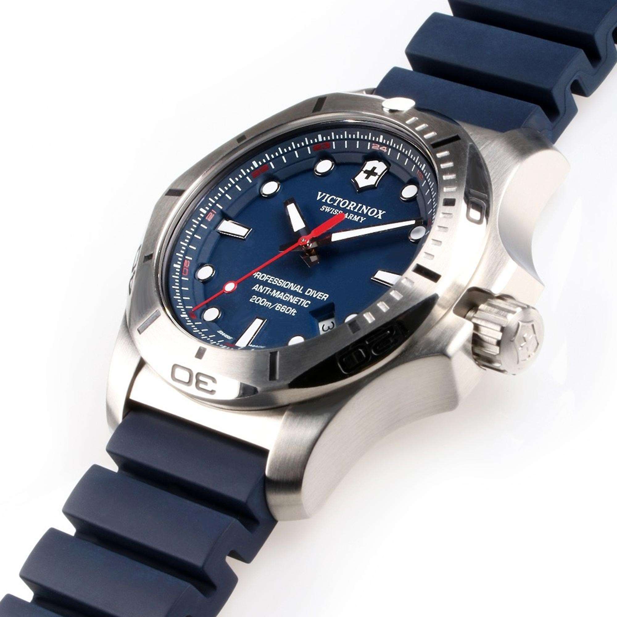 Victorinox Swiss Army I.N.O.X Professioneller Taucher Blaues Zifferblatt Blaues Gummiarmband Herren Uhr 241734