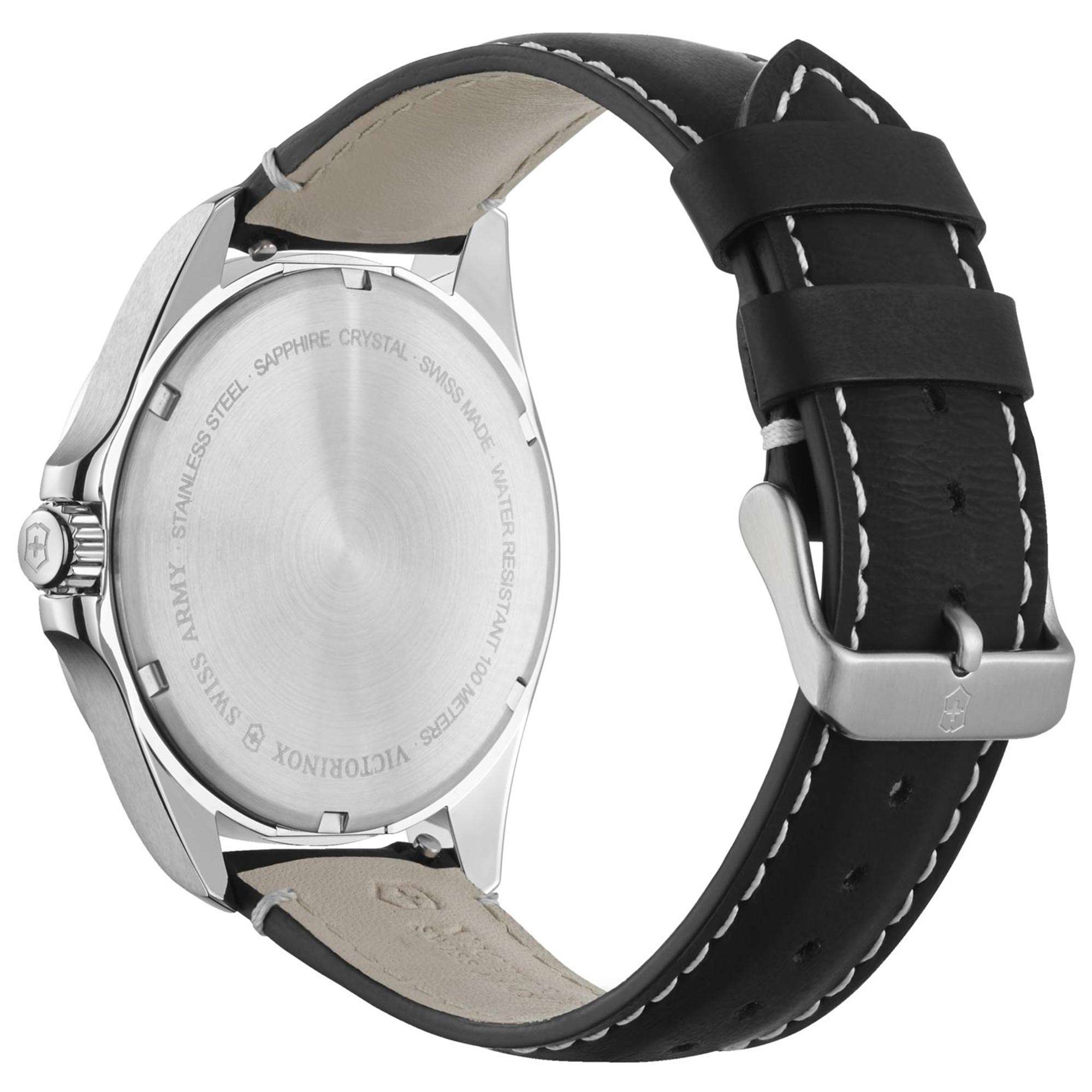Victorinox Swiss Army Fieldforce Schwarzes Zifferblatt Armband aus schwarzem Leder Herren Uhr 241846