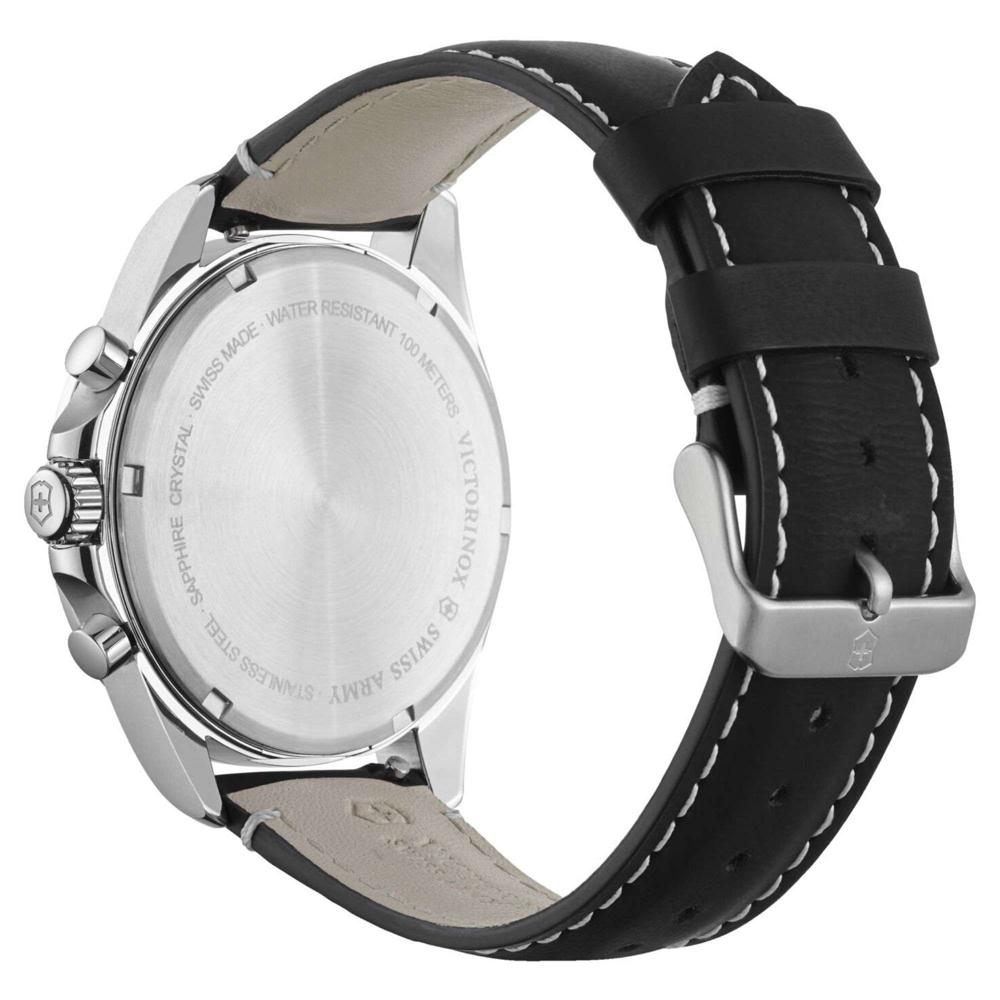 Victorinox Swiss Army Fieldforce Chronograph Weißes Zifferblatt Armband aus schwarzem Leder Herren Uhr 241853