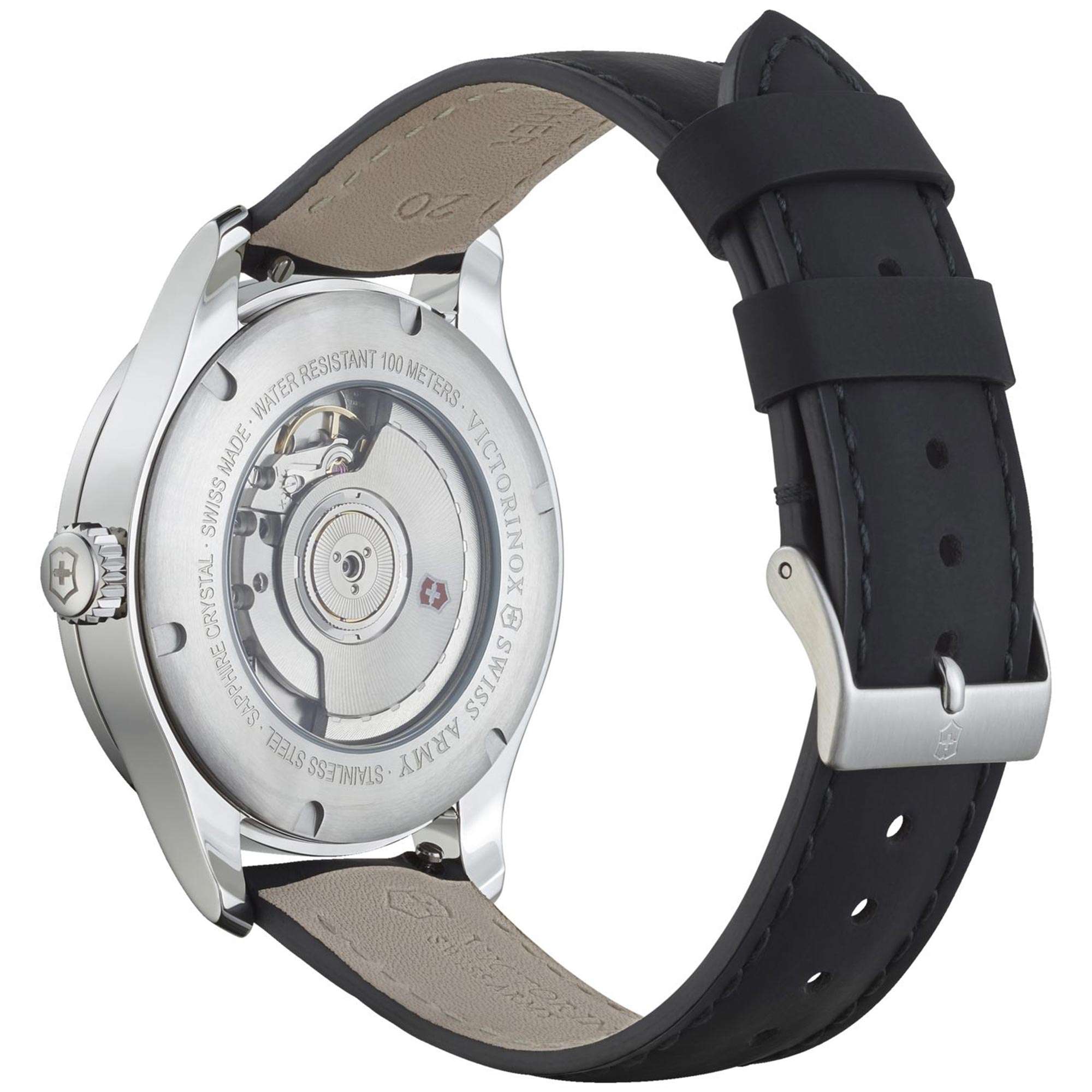Victorinox Alliance Mechanisch Weißes Zifferblatt Schwarzes Lederarmband Herrenuhr 241871