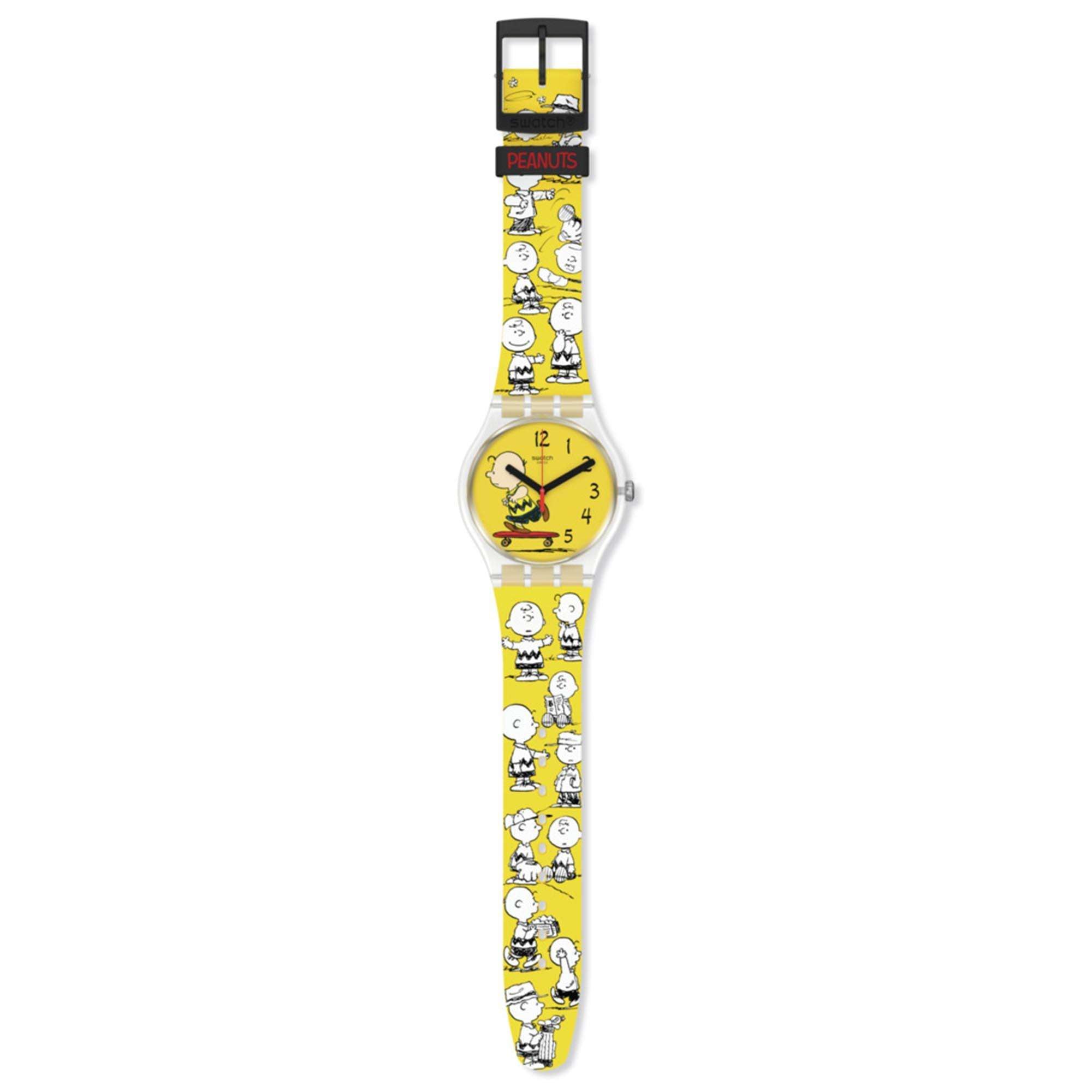 Peanuts POW WOW Charlie Brown Gelbes Zifferblatt und Silikonarmband Uhr SO29Z101