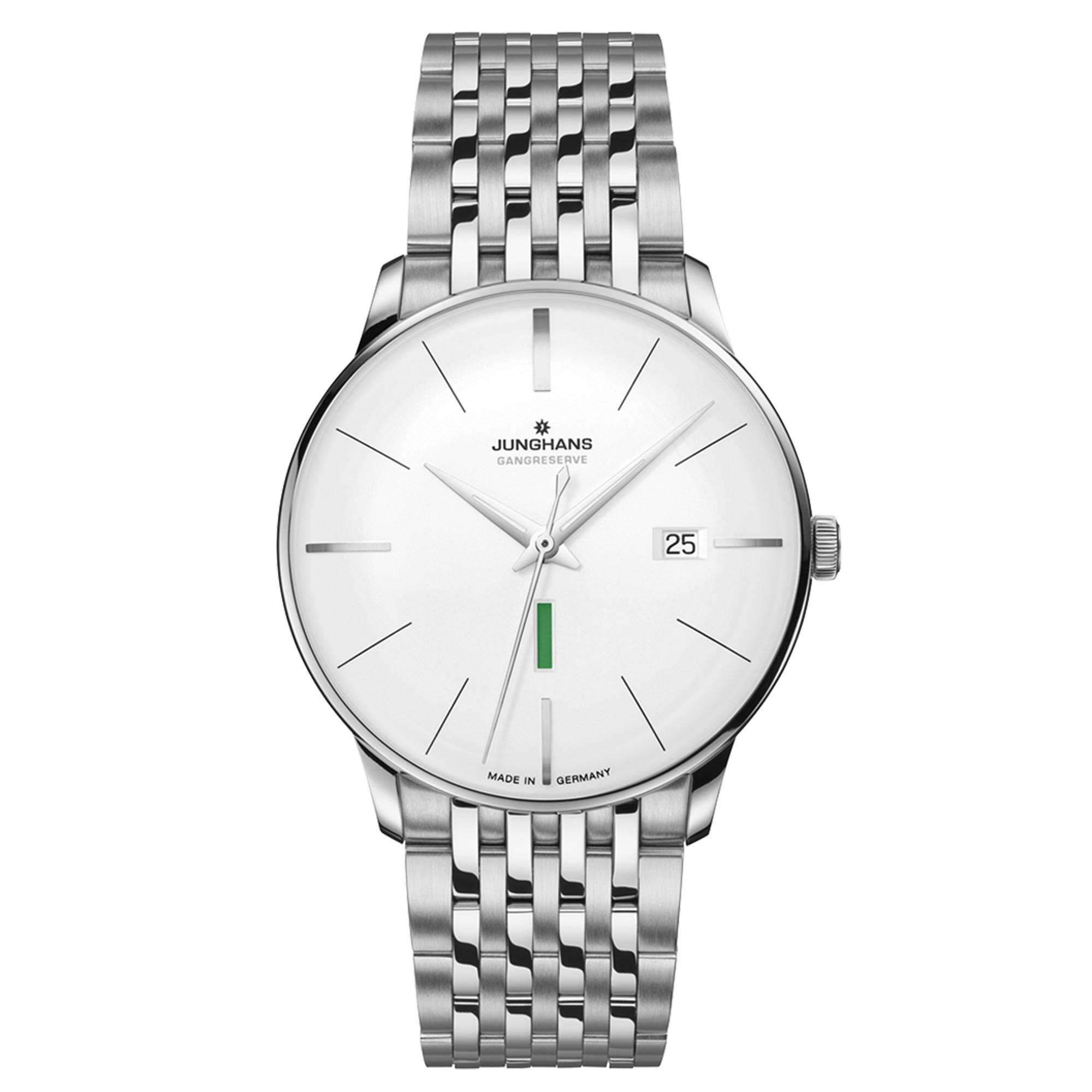 Junghans Meister Gangreserve Edition 160 Automatic White Dial Stainless Steel Bracelet Men's Watch 27/4112.46