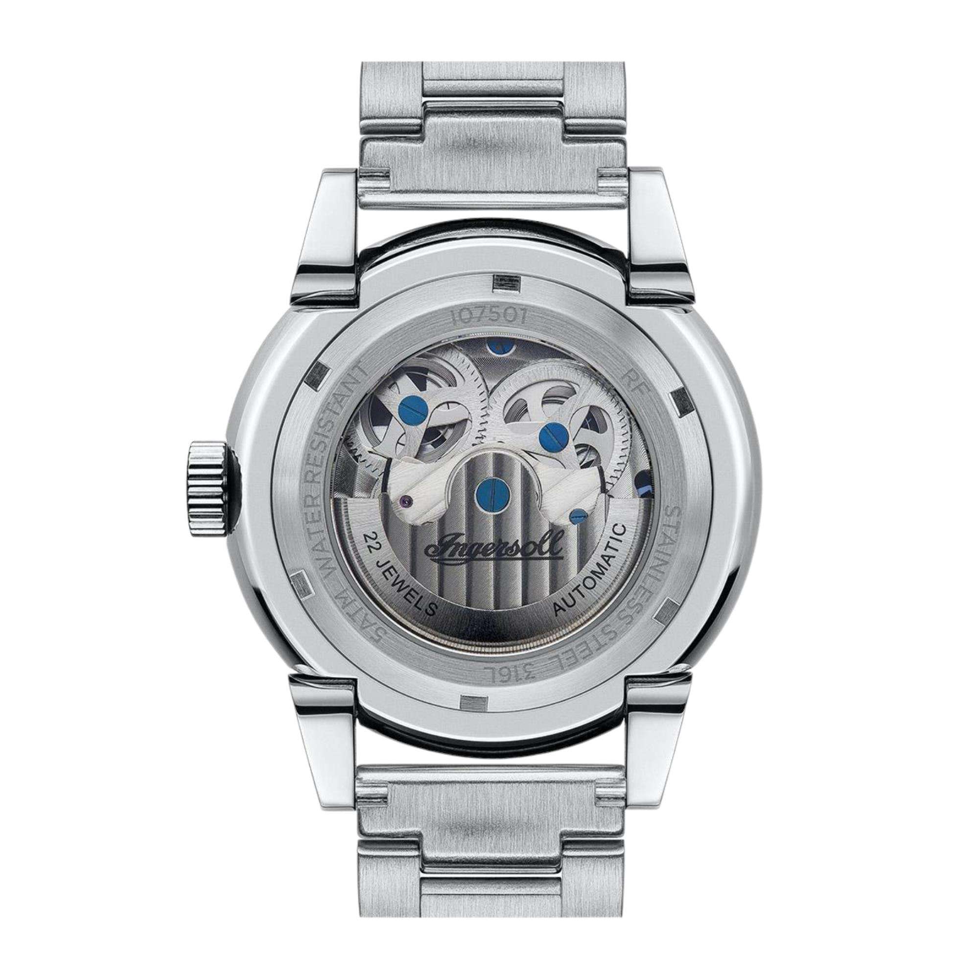 Ingersoll The Swing Automatik Blaues Zifferblatt Edelstahl Armband Herren Uhr I07501