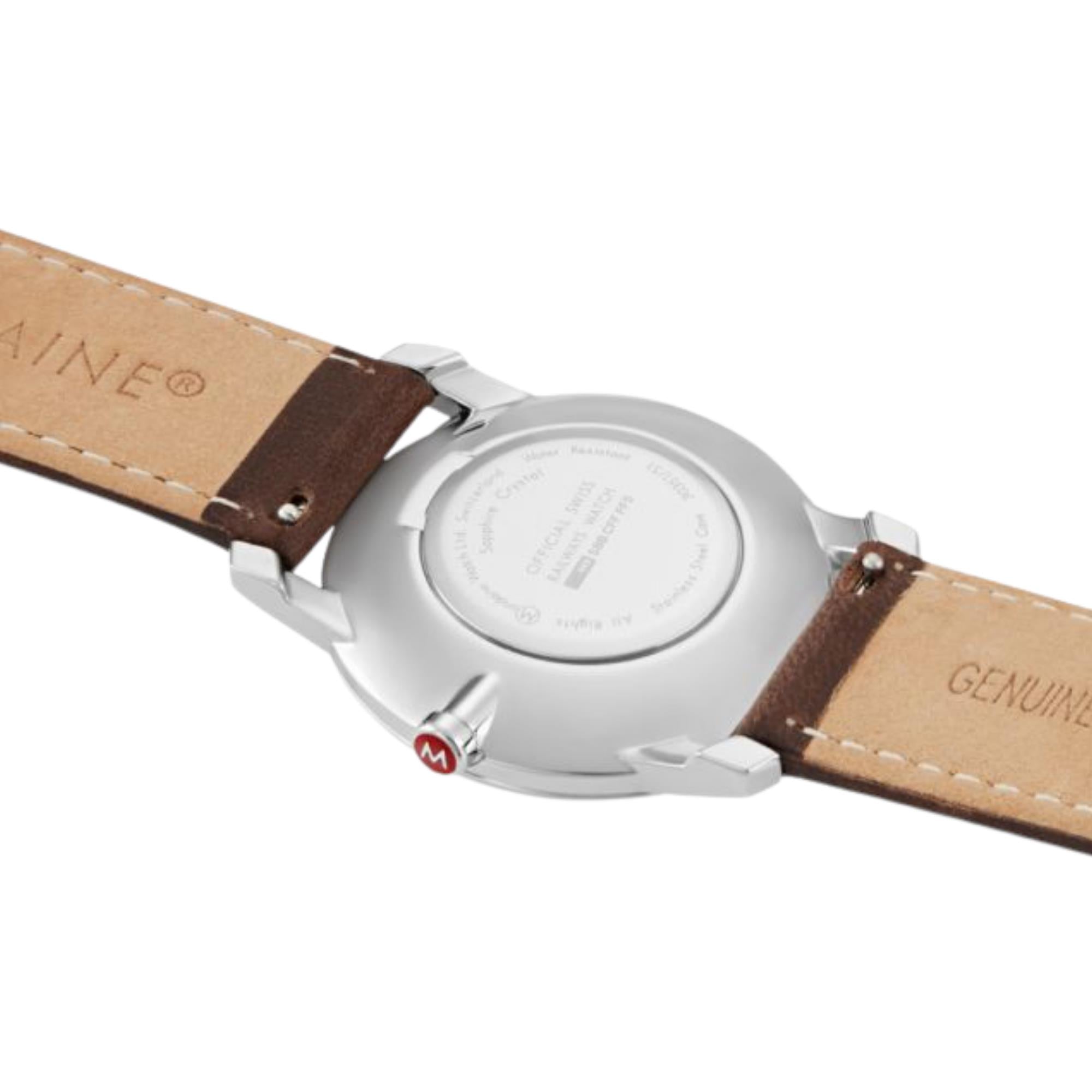 Mondaine Simply Elegant Quarz Weißes Zifferblatt Braunes Lederarmband Uhr A400.30351.12SBG
