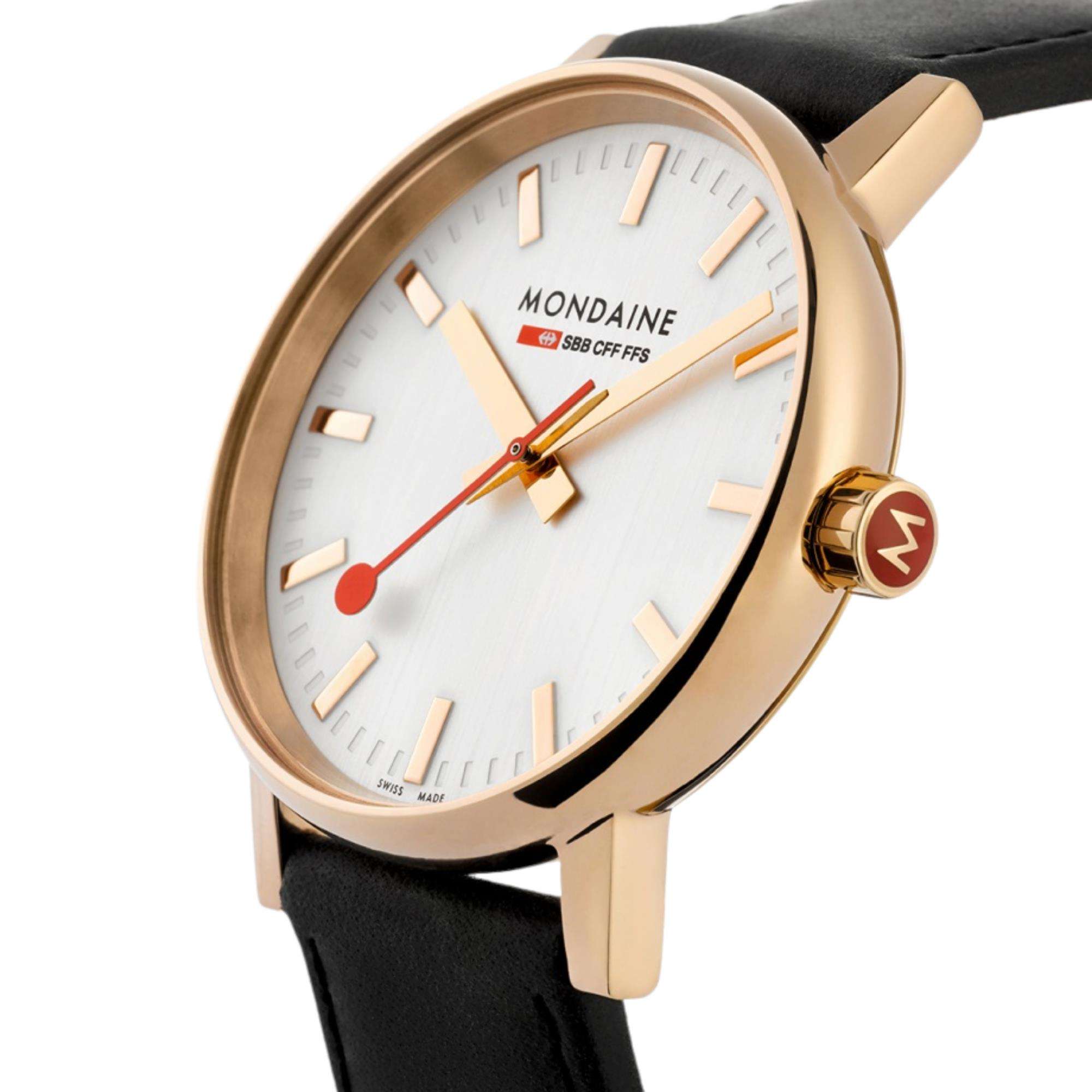 Mondaine EVO2 40mm White Dial Leather Quartz Watch MSE.40112.LB