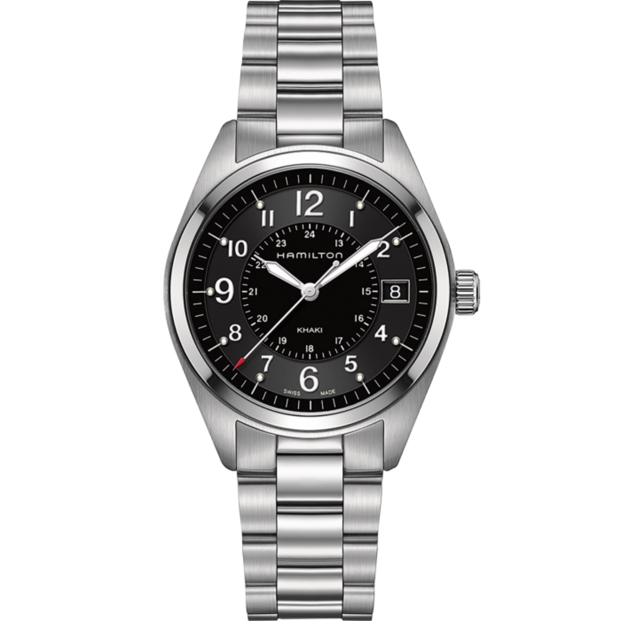 Hamilton Khaki Field 40mm Black Dial Steel Quartz watch H68551933 front view