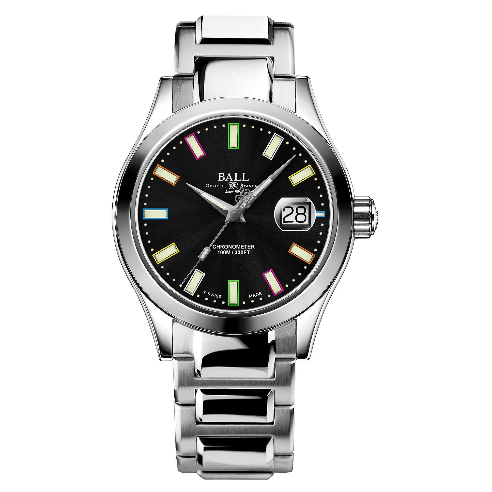 Ball Engineer III Marvelight Chronometer Automatik Schwarzes Zifferblatt Edelstahlarmband Herren Uhr NM9026C-S28C-BK