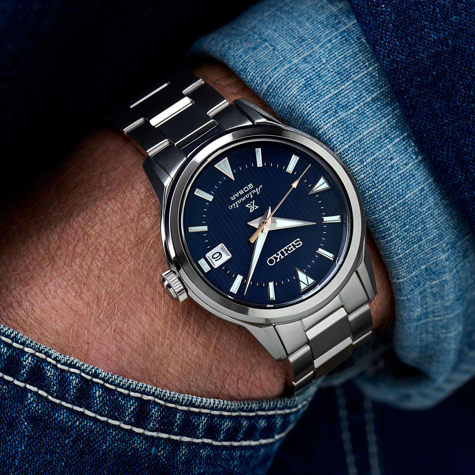 Seiko Prospex Deep Lake Alpinist Automatik Blaues Zifferblatt Edelstahlarmband Herren Uhr SPB249J1