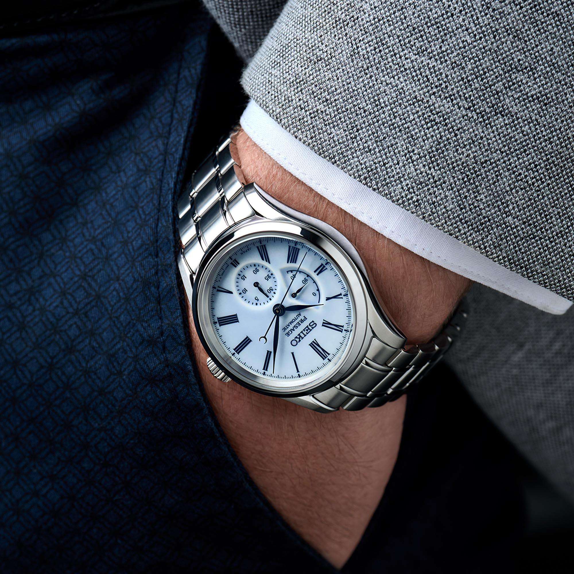 Seiko Presage Arita Porzellan Limitierte Auflage Automatik Blaues Zifferblatt Edelstahlarmband Herren Uhr SPB267J1