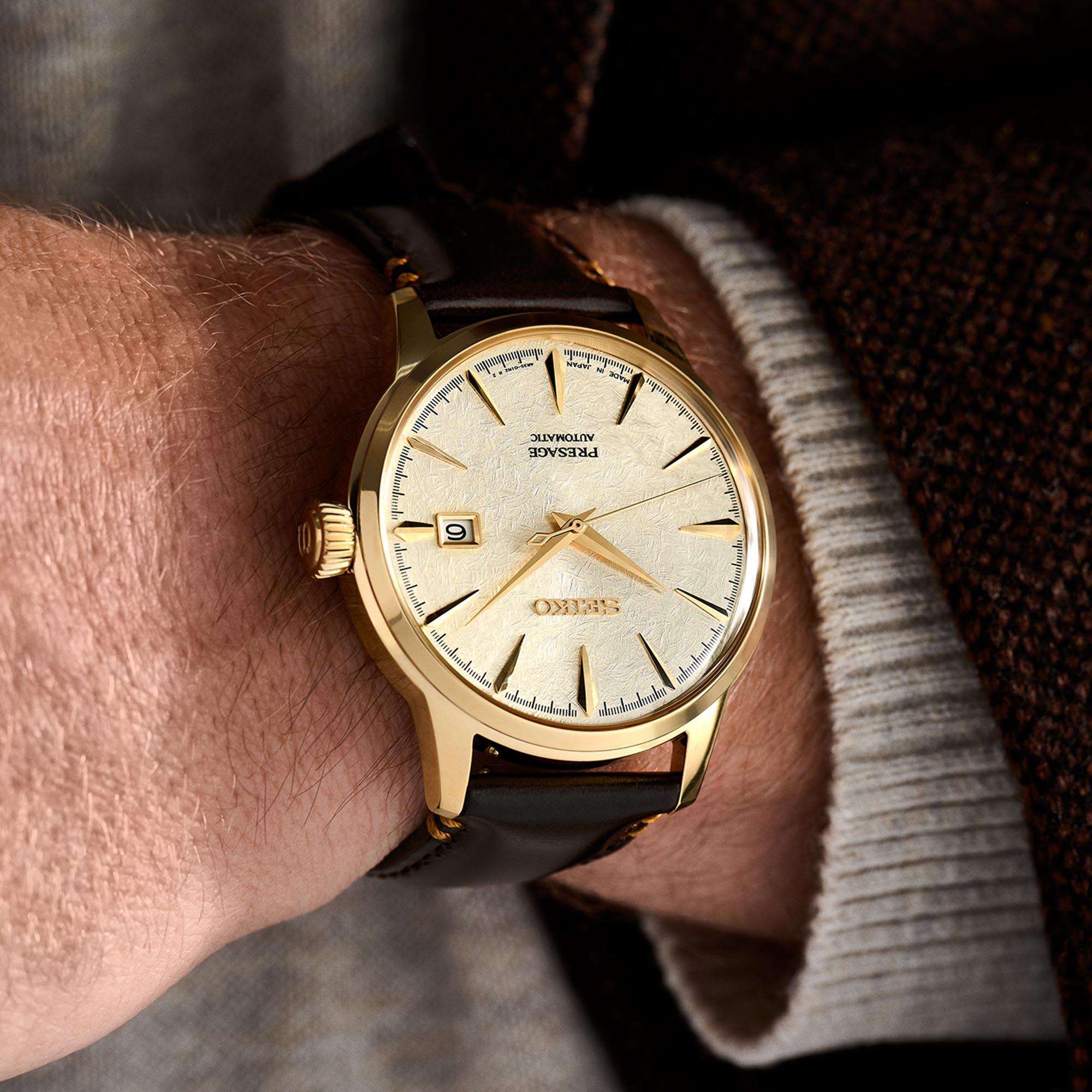 Seiko Presage Cocktail Time 'Houjou' Automatic Limited Edition Gold Dial Men's Watch SRPH78J1