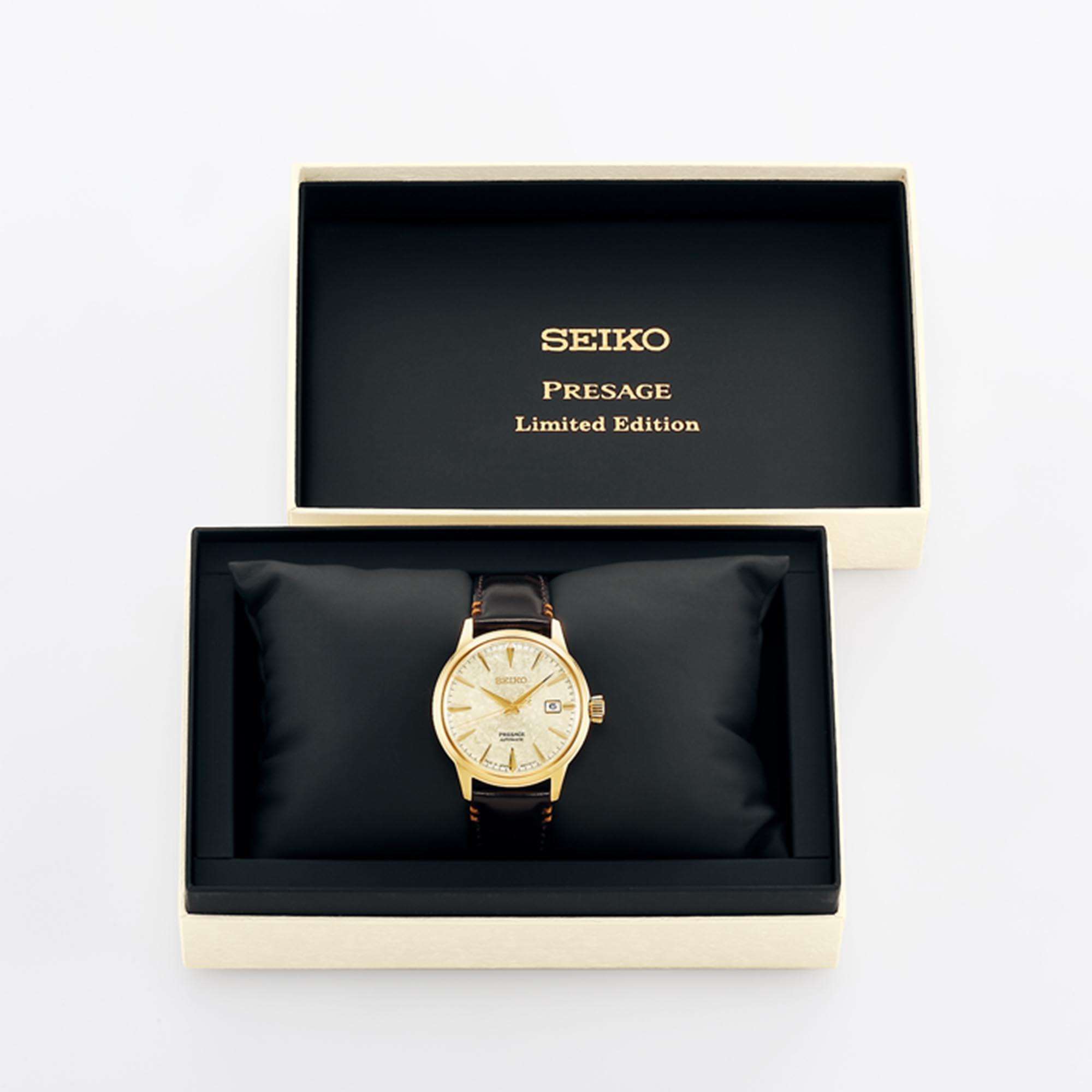 Seiko Presage Cocktail Time 'Houjou' Automatic Limited Edition Gold Dial Men's Watch SRPH78J1