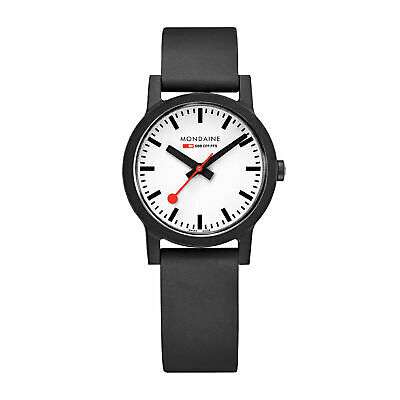 Mondaine Essence Weißes Zifferblatt Schwarzes Gummiarmband Damen Uhr MS1.32110.RB