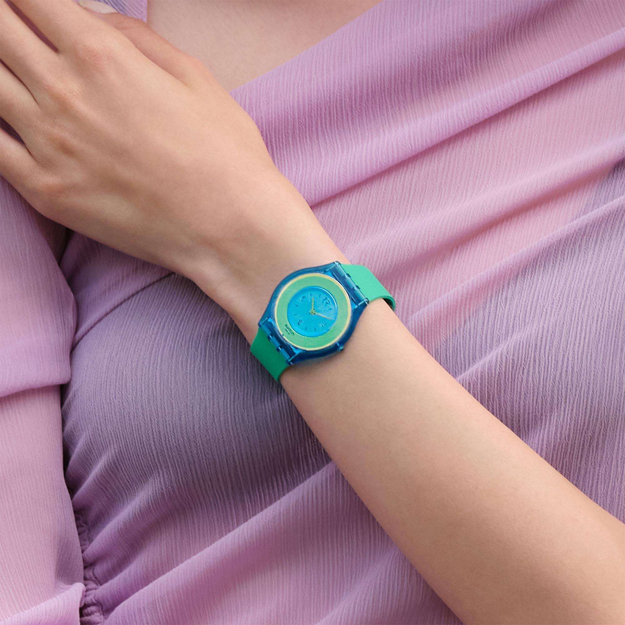 Swatch Supriya Lele Hara Green 01 Quartz Multi Tonal Dial Green Silicone Strap Unisex Watch SS08Z100
