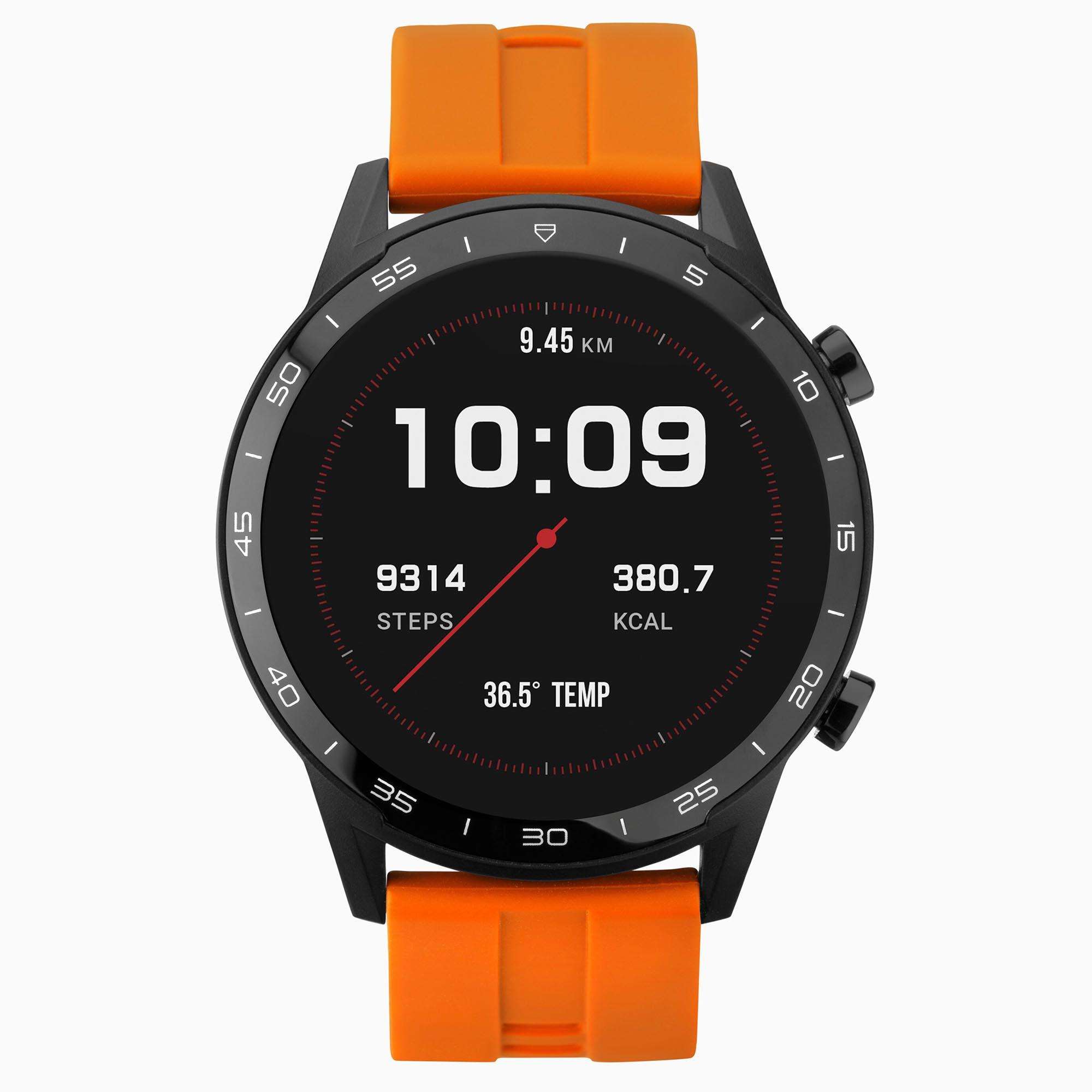 Sekonda Schwarzes Interaktives Zifferblatt Oranger Silikonarmband Herren Smartwatch 1911