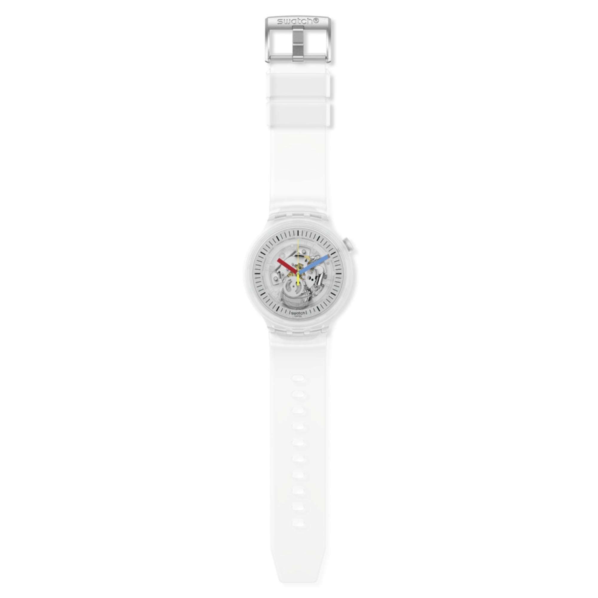 Swatch Clearly Bold Quarz Transparentes Zifferblatt Transparentes Armband Uhr SB01K100