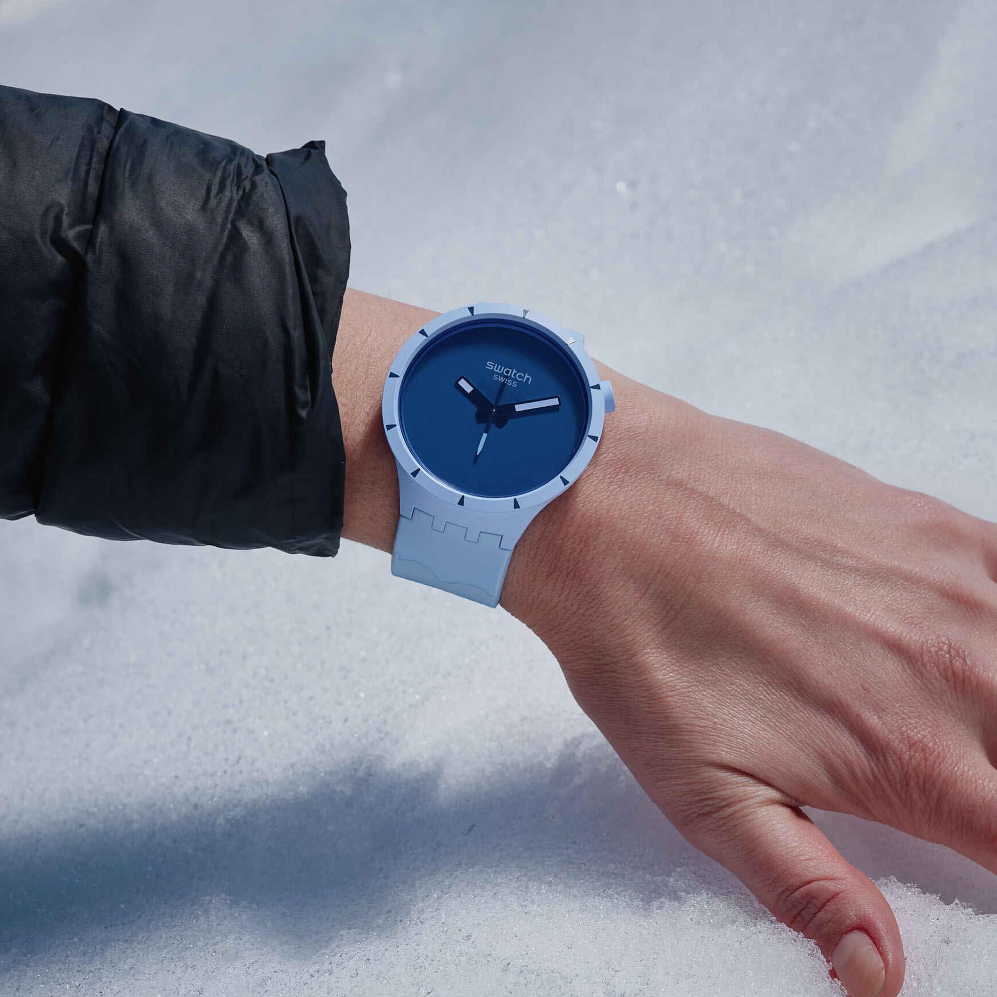Big Bold Bioceramic Arctic Quartz Blue Dial Blue Silicone Watch SB03N102
