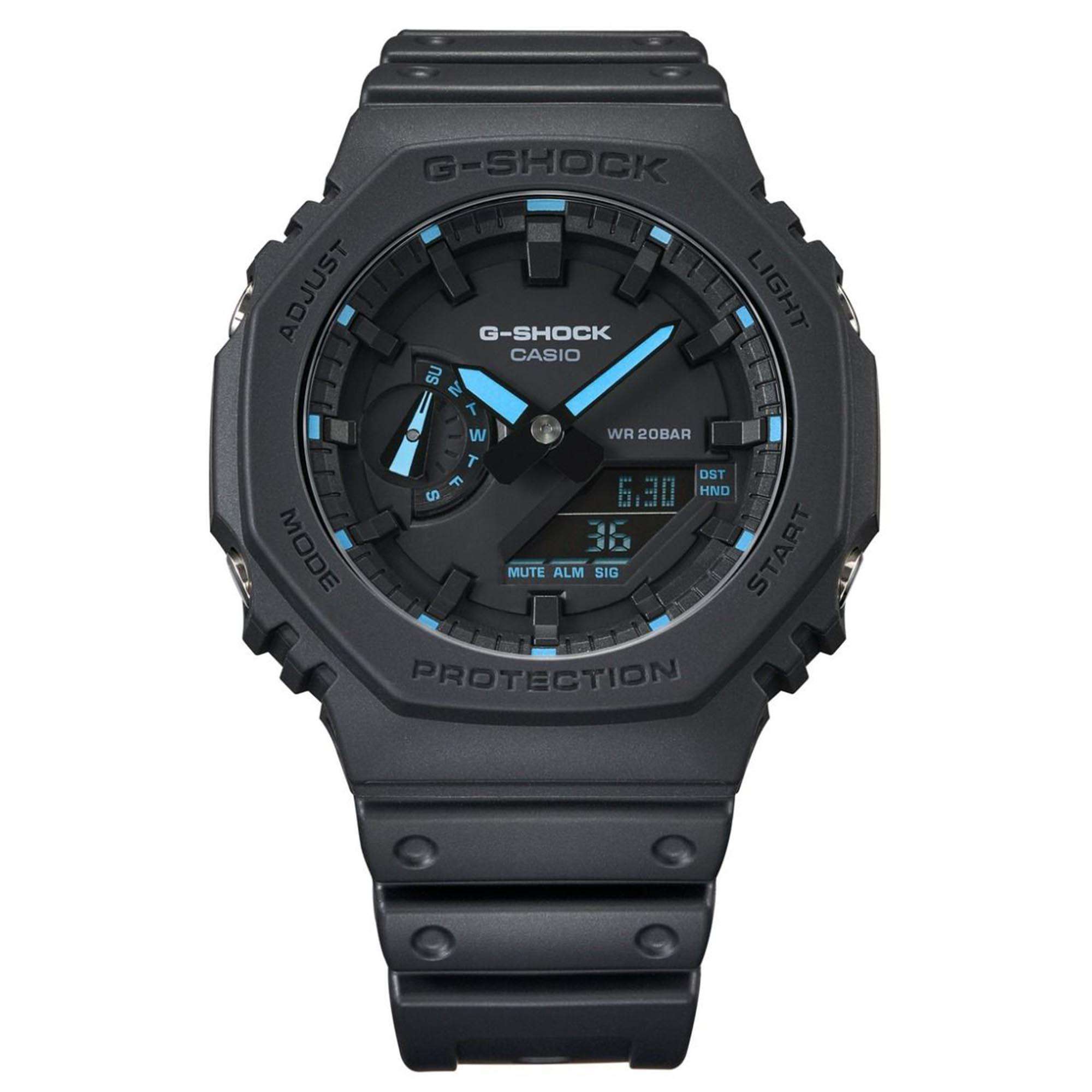 Casio G-Shock Oktagon Serie ‘CasiOak’ Quarz Digital Schwarzes Harzarmband Herren Uhr GA-2100-1A2ER