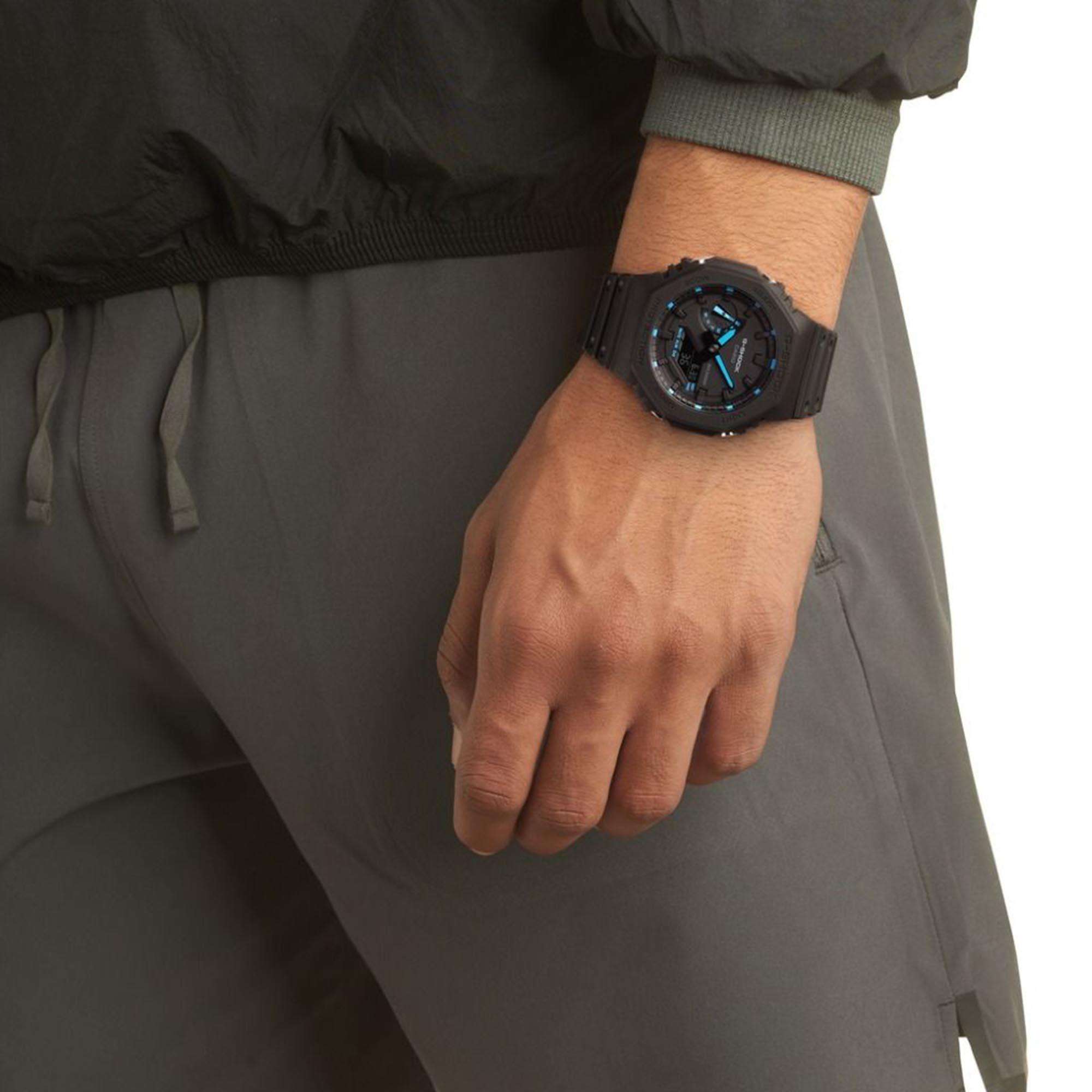 Casio G-Shock Oktagon Serie ‘CasiOak’ Quarz Digital Schwarzes Harzarmband Herren Uhr GA-2100-1A2ER