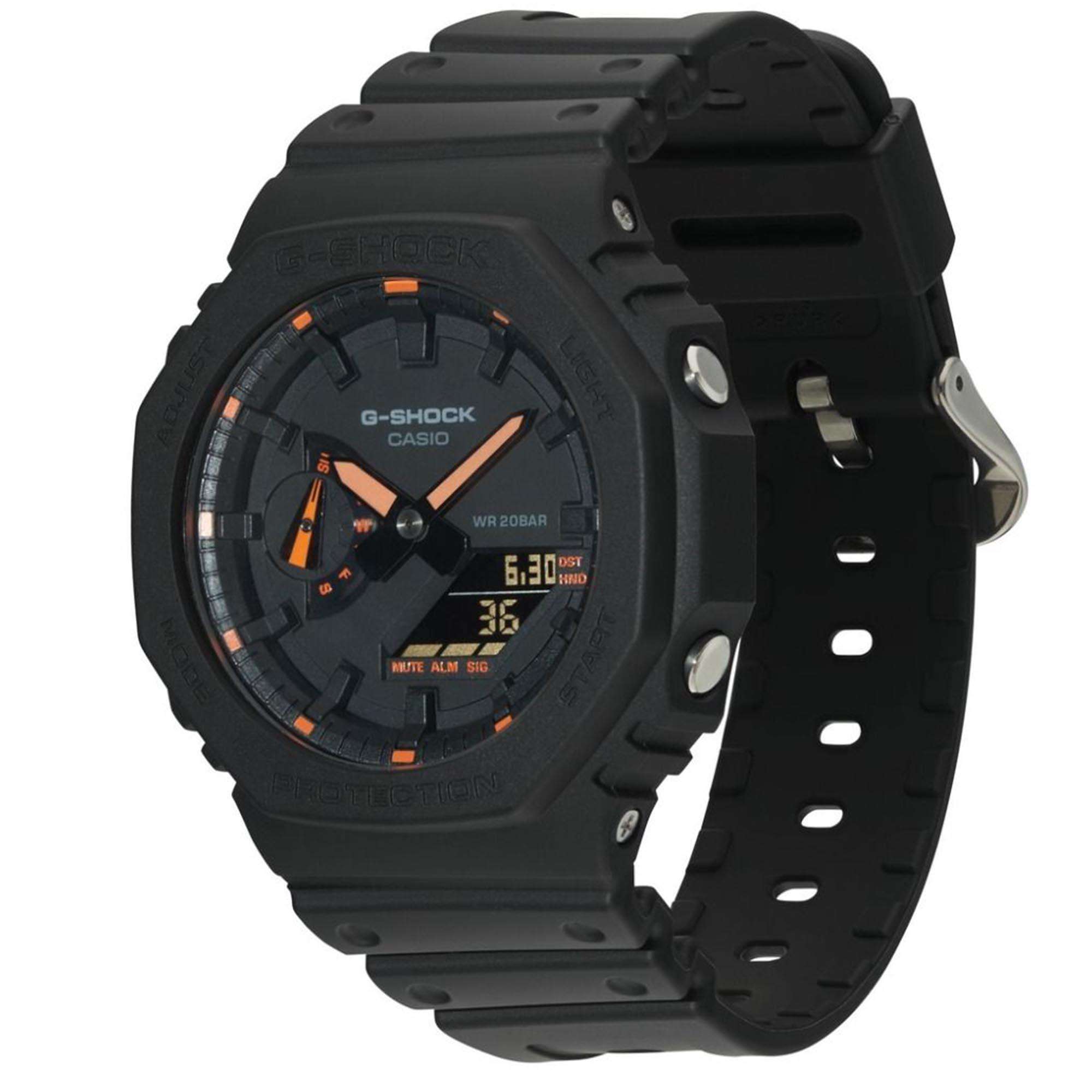 Casio G-Shock Oktagon Serie ‘CasiOak’ Quarz Graues Zifferblatt Graues Silikonarmband Herren Uhr GA-2100-1A4ER