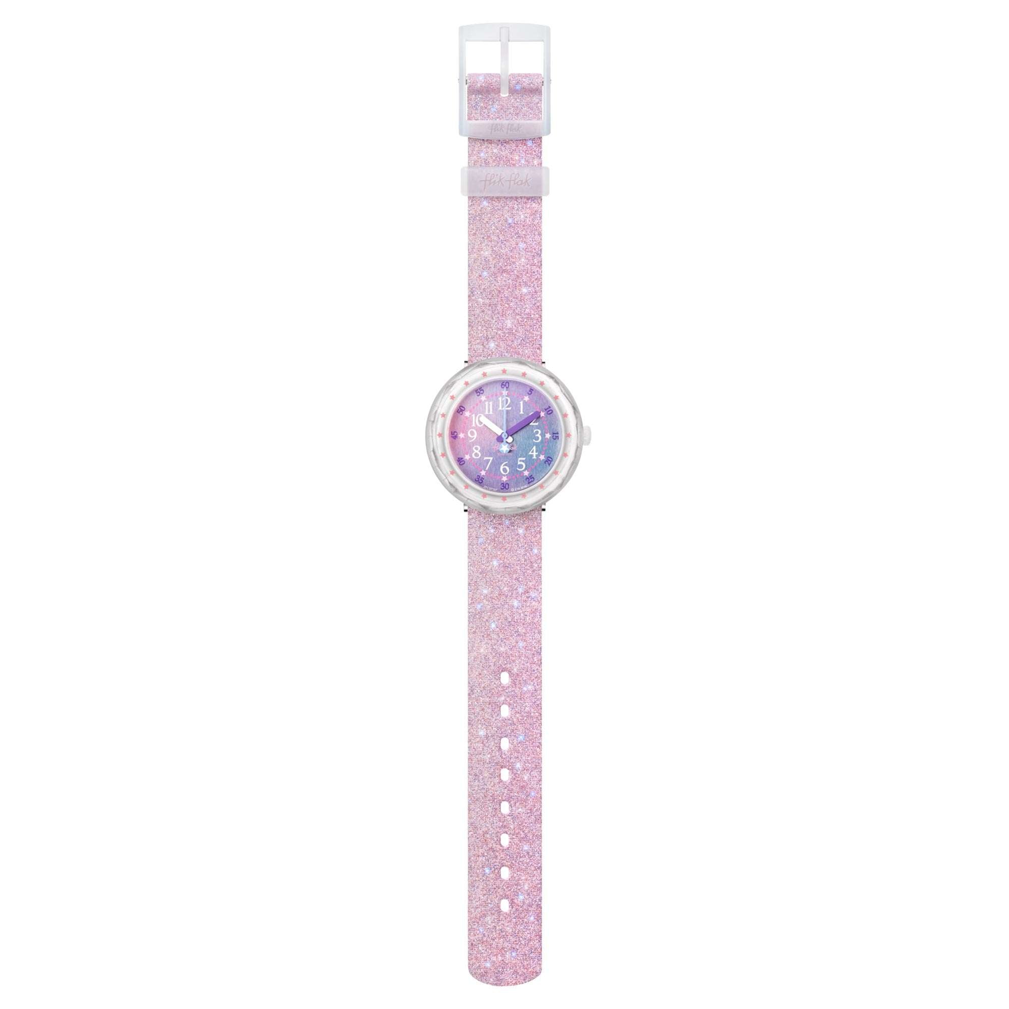 Flik Flak Pearlaxus Quartz Pink Dial White Silicone Strap Girls Watch FCSP107