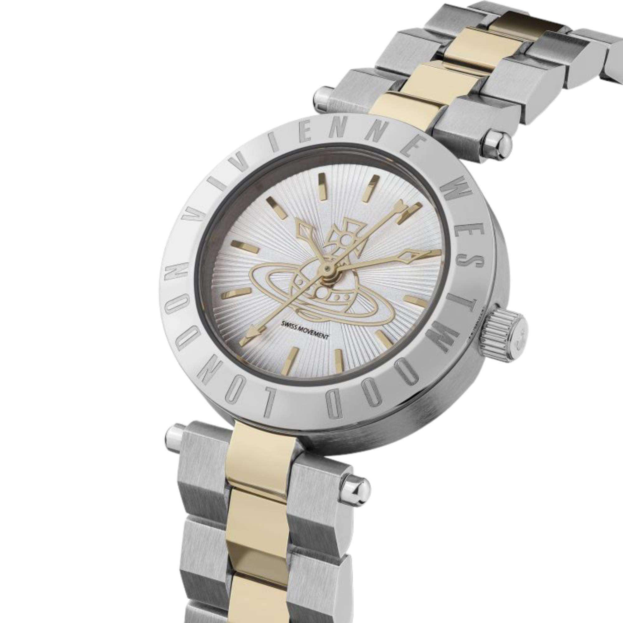 Vivienne Westwood Westbourne Quarz Silbernes Zifferblatt Zweifarbiges Edelstahlarmband Damen Uhr VV092LSG