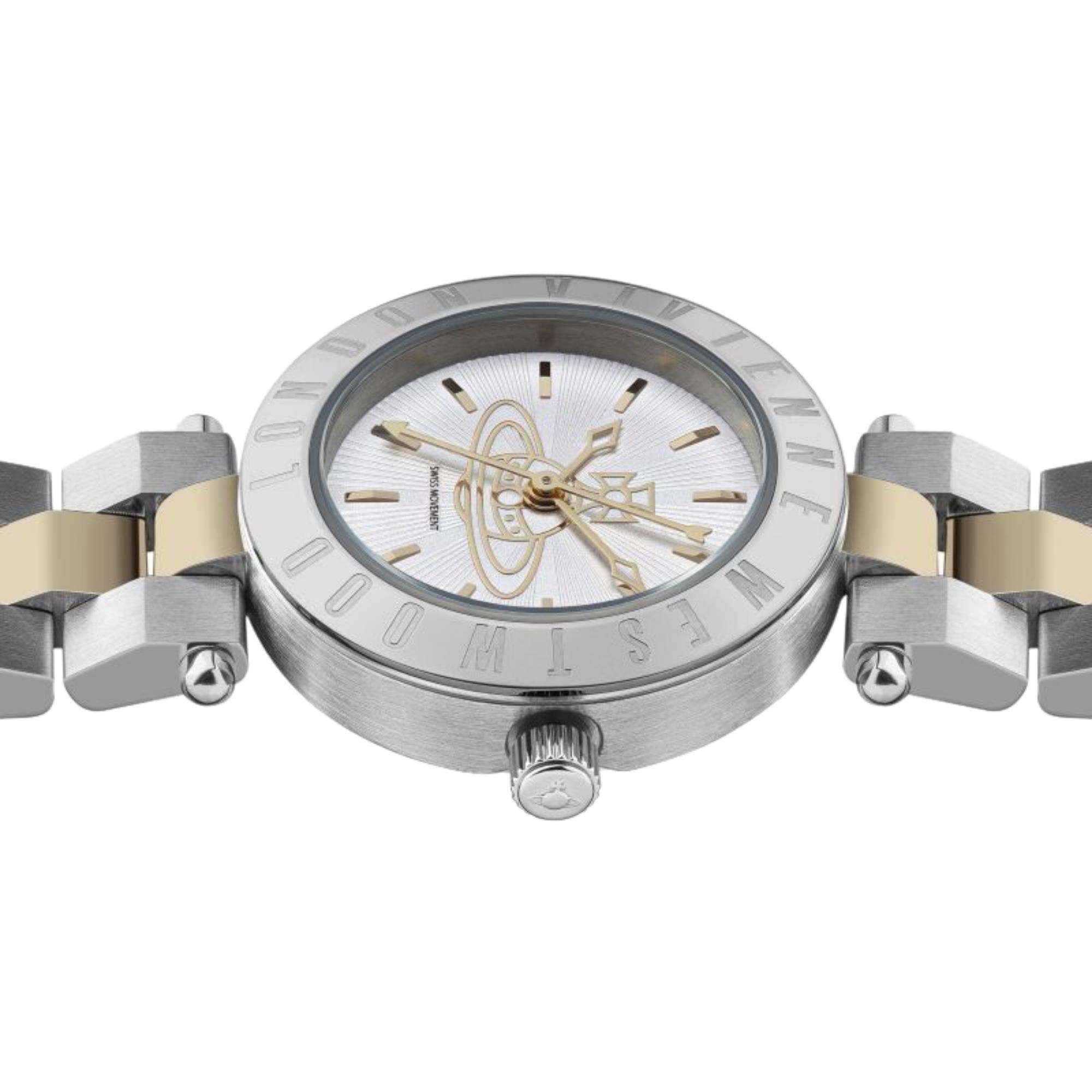 Vivienne Westwood Westbourne Quarz Silbernes Zifferblatt Zweifarbiges Edelstahlarmband Damen Uhr VV092LSG