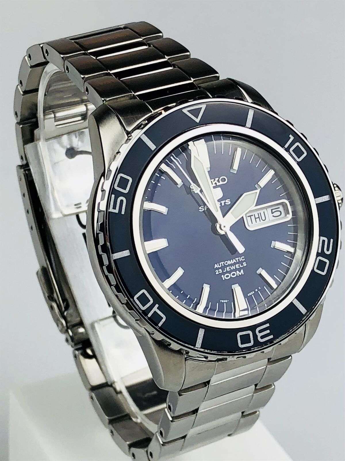 Seiko 5 Sports Automatic Blue Dial Stainless Steel Men's Watch SNZH53K1 - WatchNation