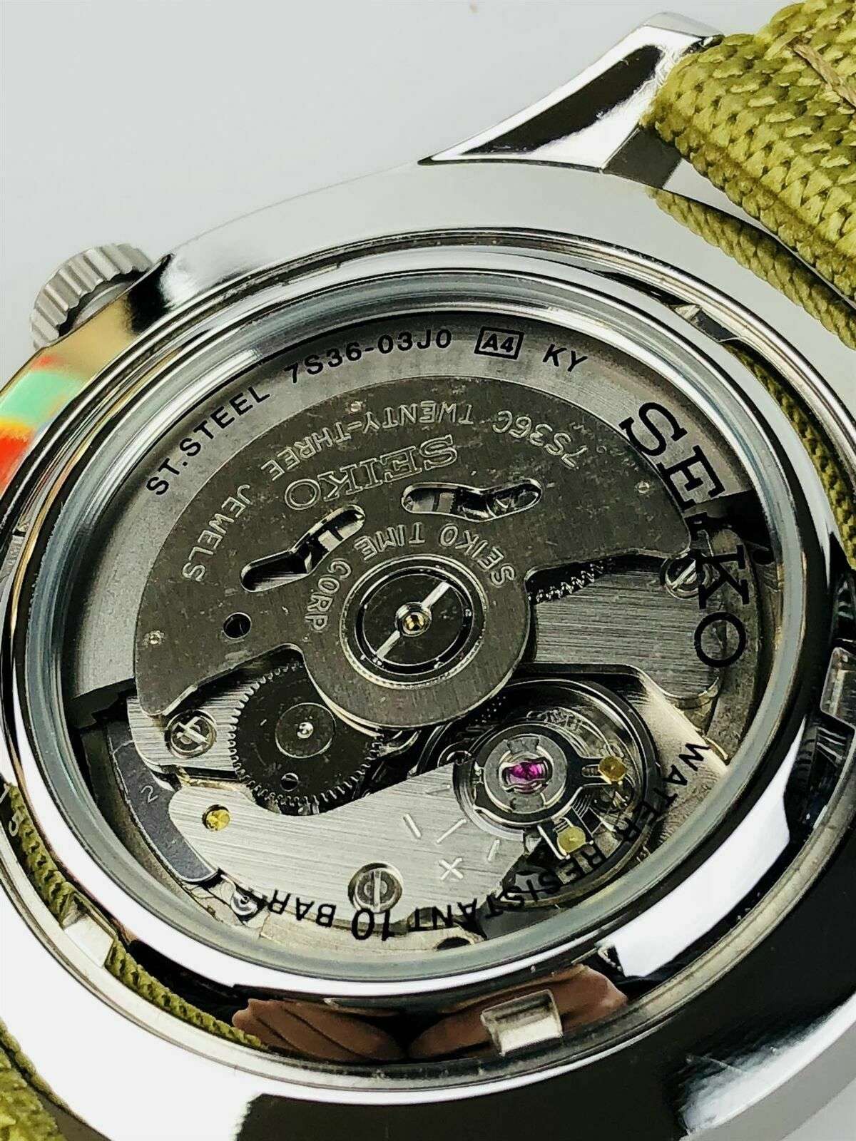 Seiko 5 Sports Automatic Military Cream Dial Canvas Men's Watch SNZG07K1