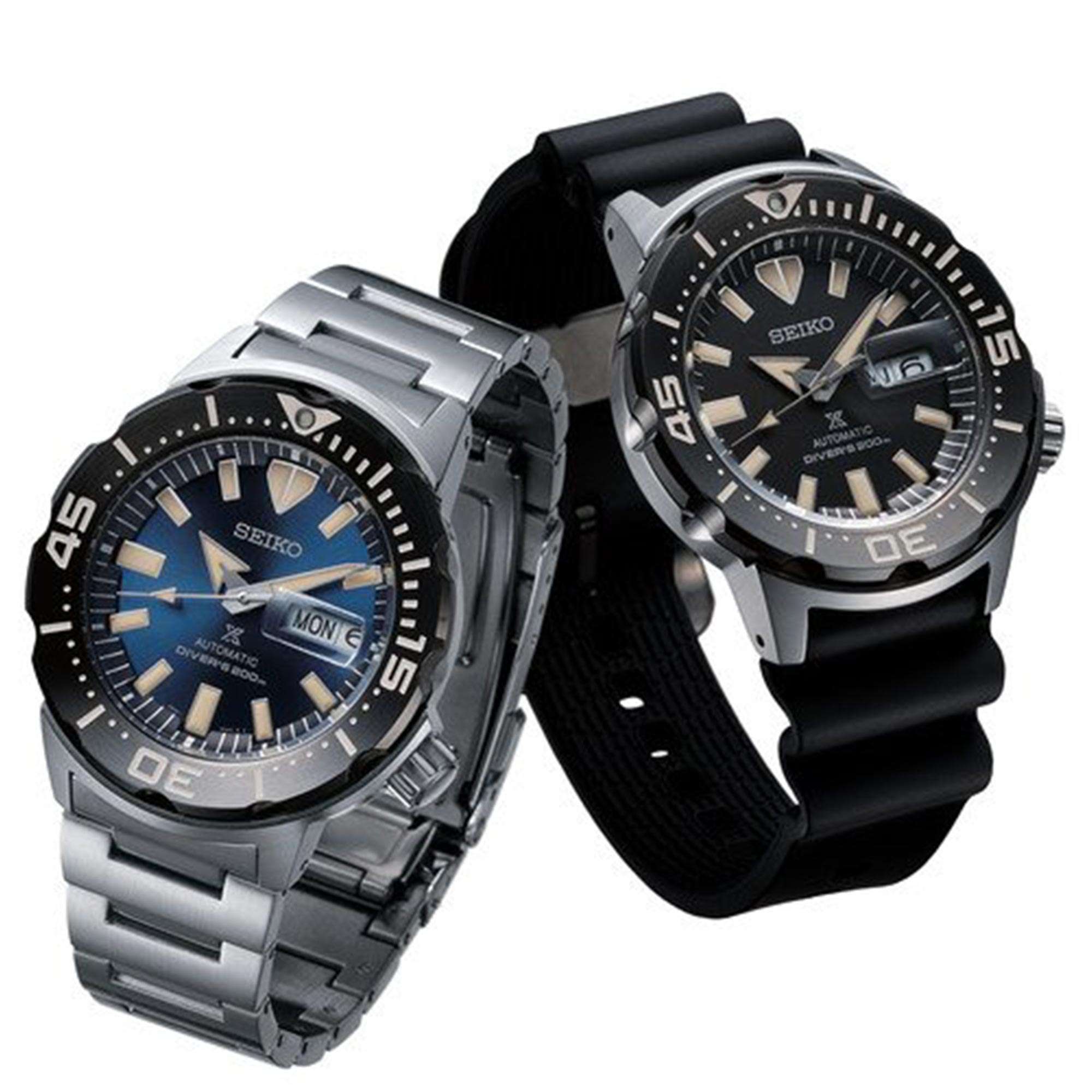Seiko Prospex Monster Bold Bezel Diver Silber Edelstahl Blaues Zifferblatt Automatik Herren Uhr SRPD25K1