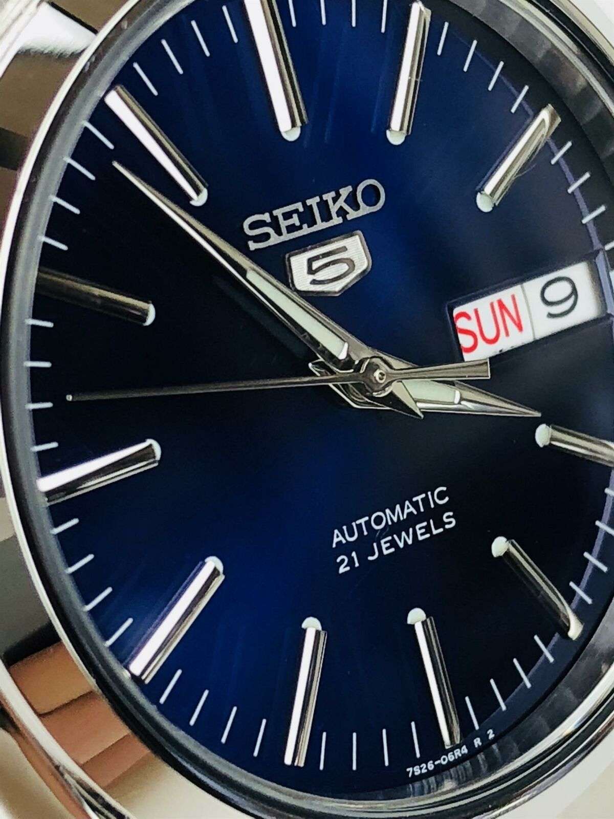 Rear view of Seiko 5 Automatic SNKL43K1 showing full case 